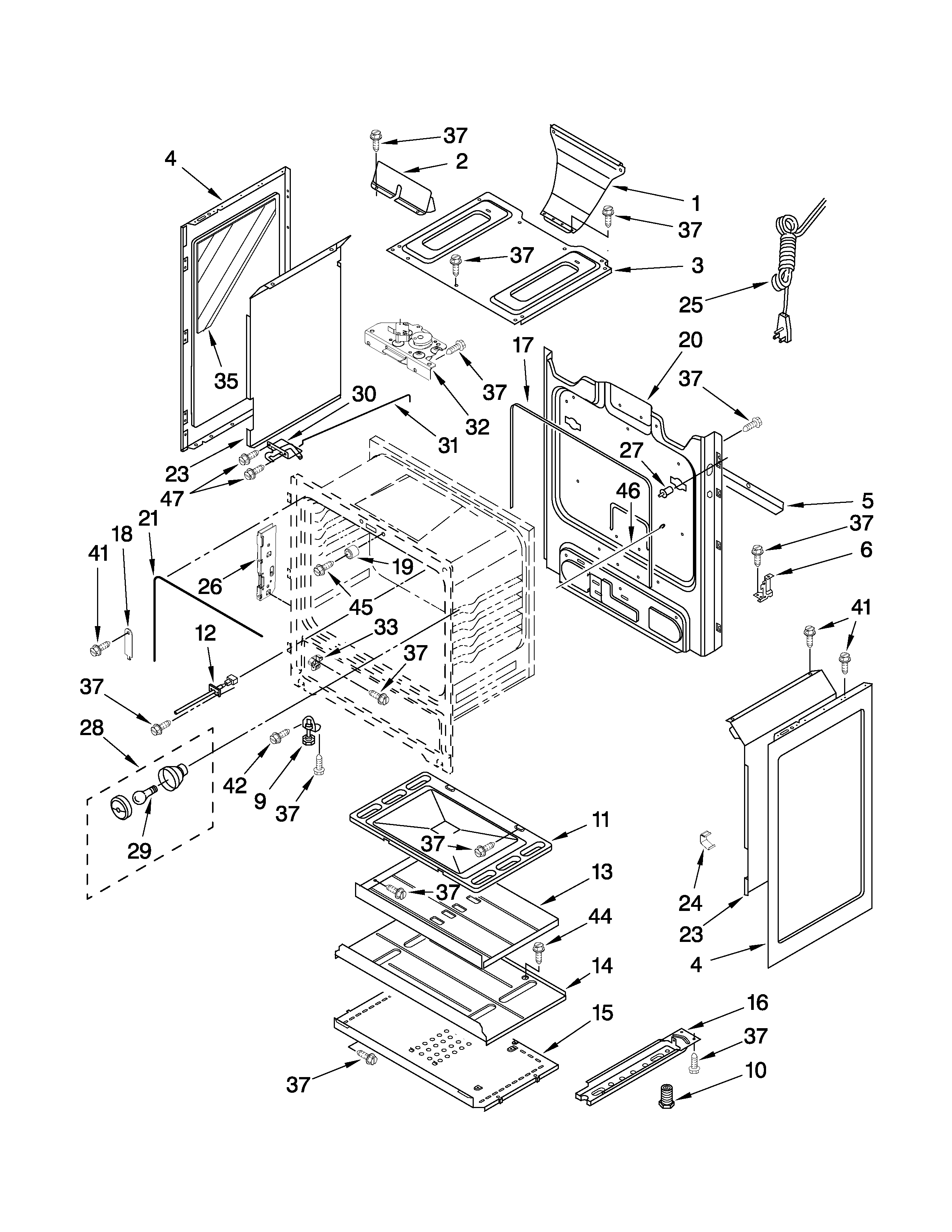 Maytag MGR7661WW1 chassis parts diagram