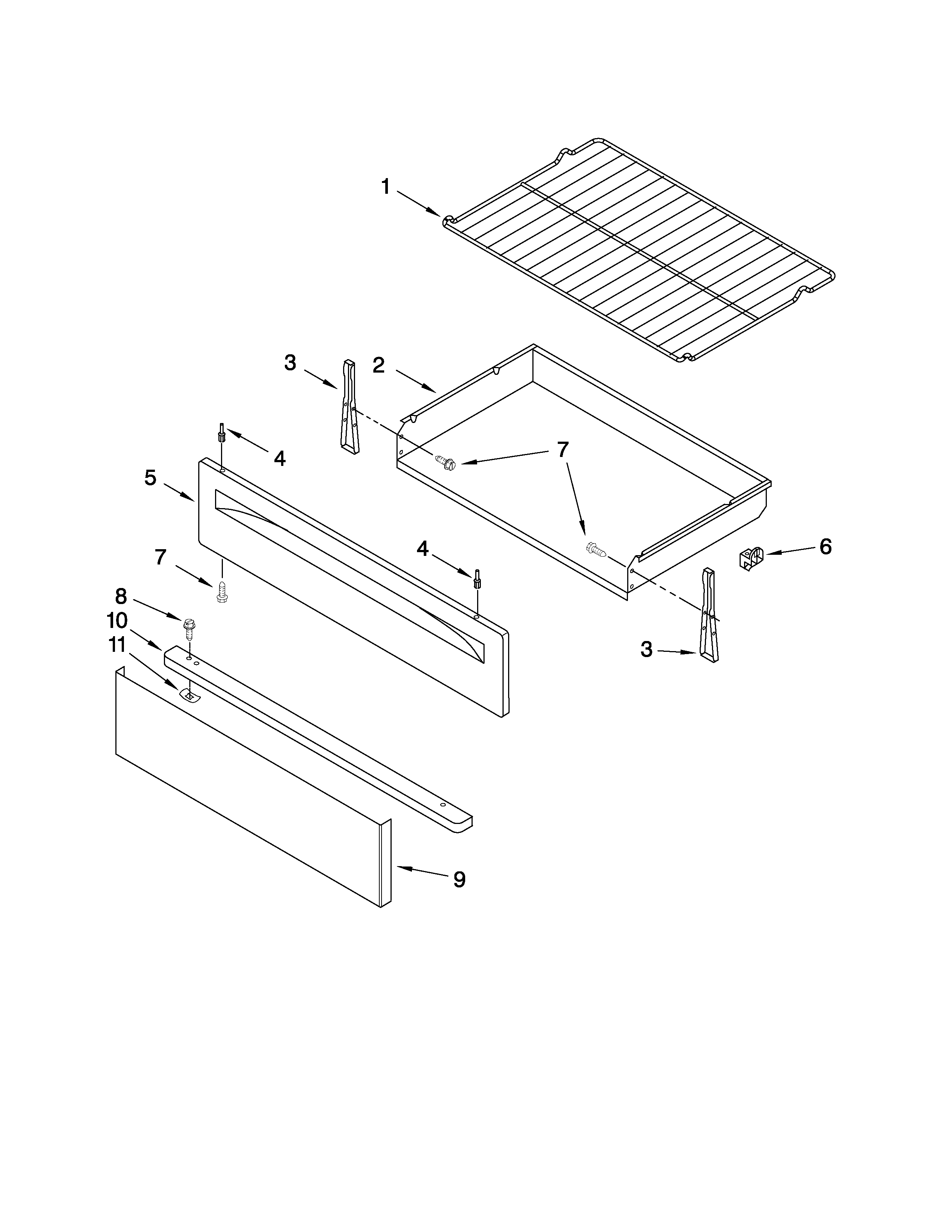 Maytag MGR7661WW1 drawer & broiler parts diagram
