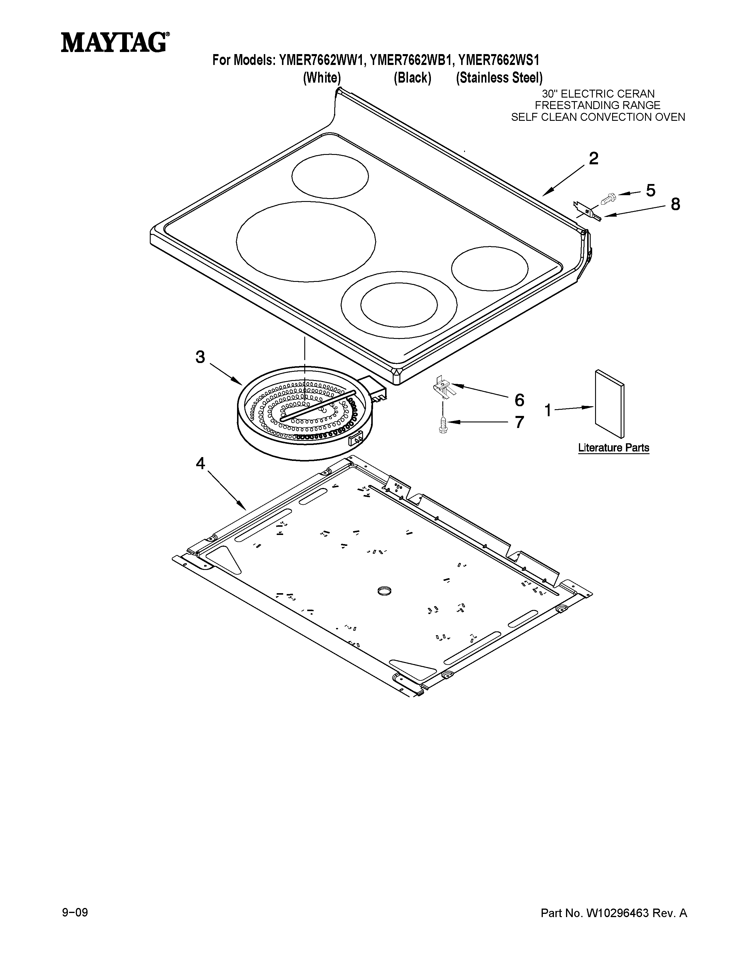 Maytag YMER7662WS1 cooktop parts diagram