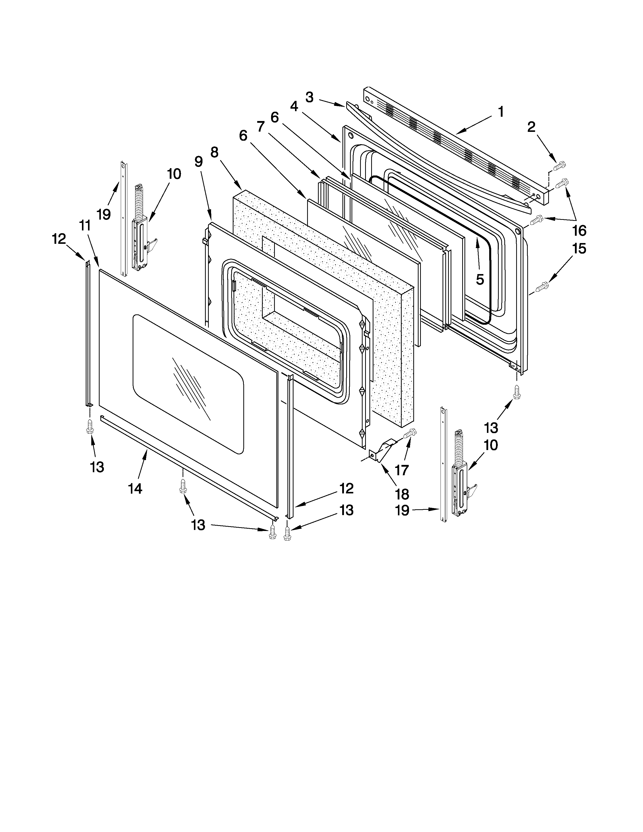 Maytag YMER7662WS1 door parts diagram