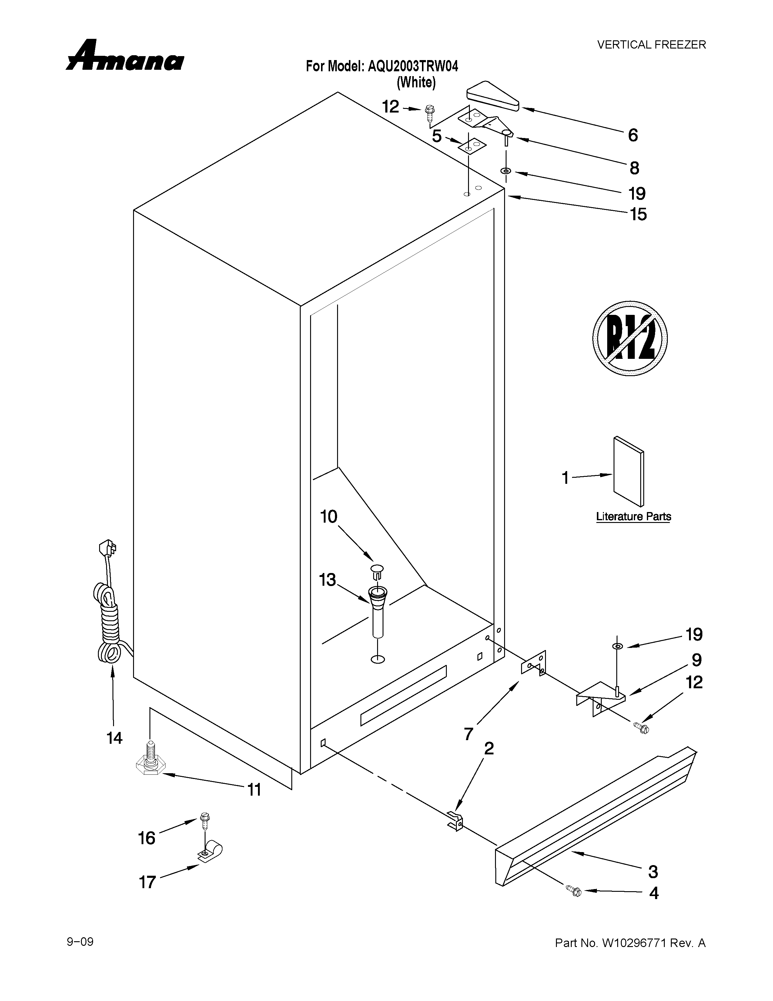 Amana AQU2003TRW04 cabinet parts diagram