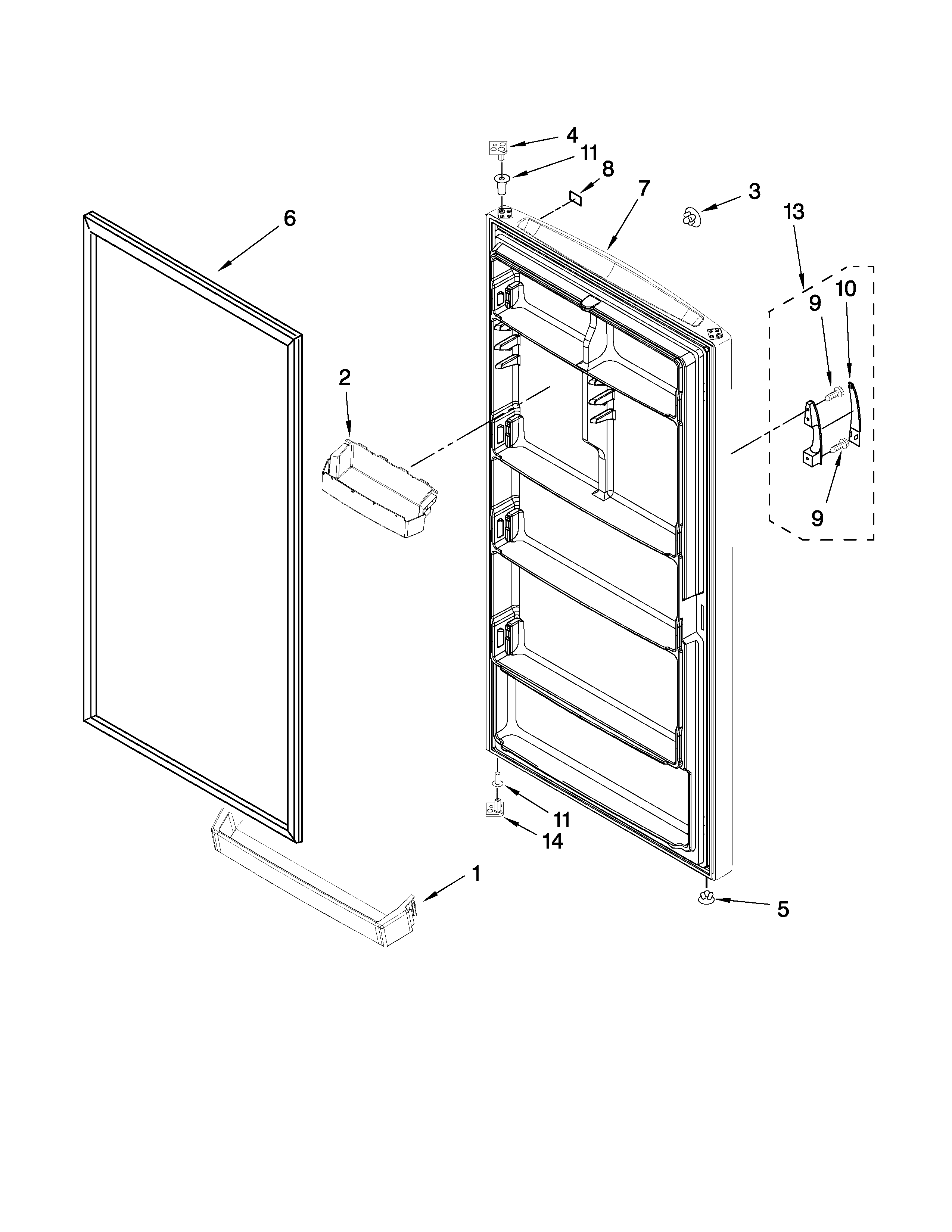Amana AQU2003TRW04 door parts diagram
