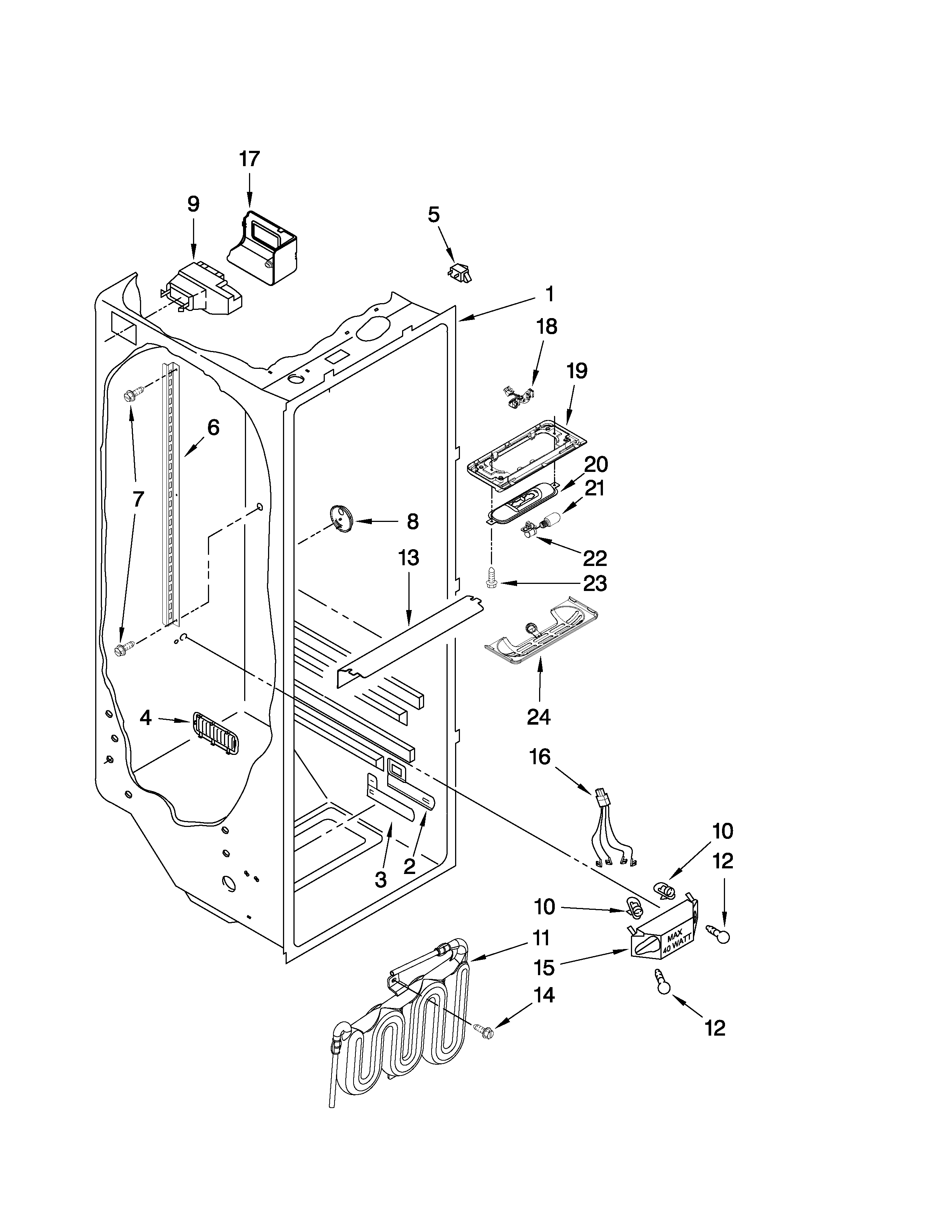 Whirlpool GS6NHAXVY00 refrigerator liner parts diagram