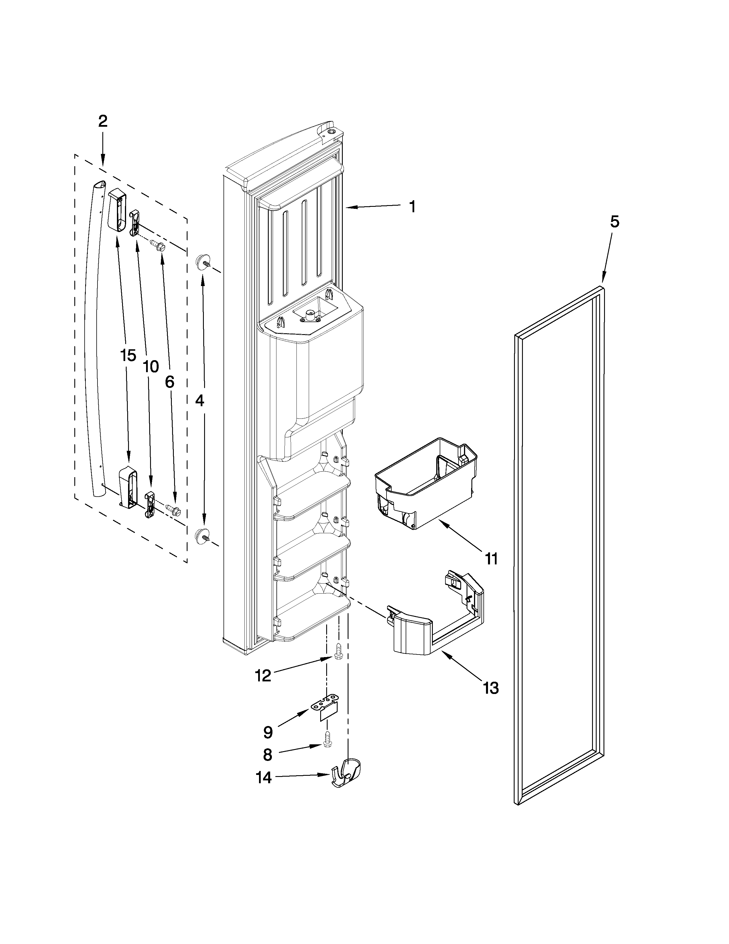 Whirlpool GS6NHAXVY00 freezer door parts diagram