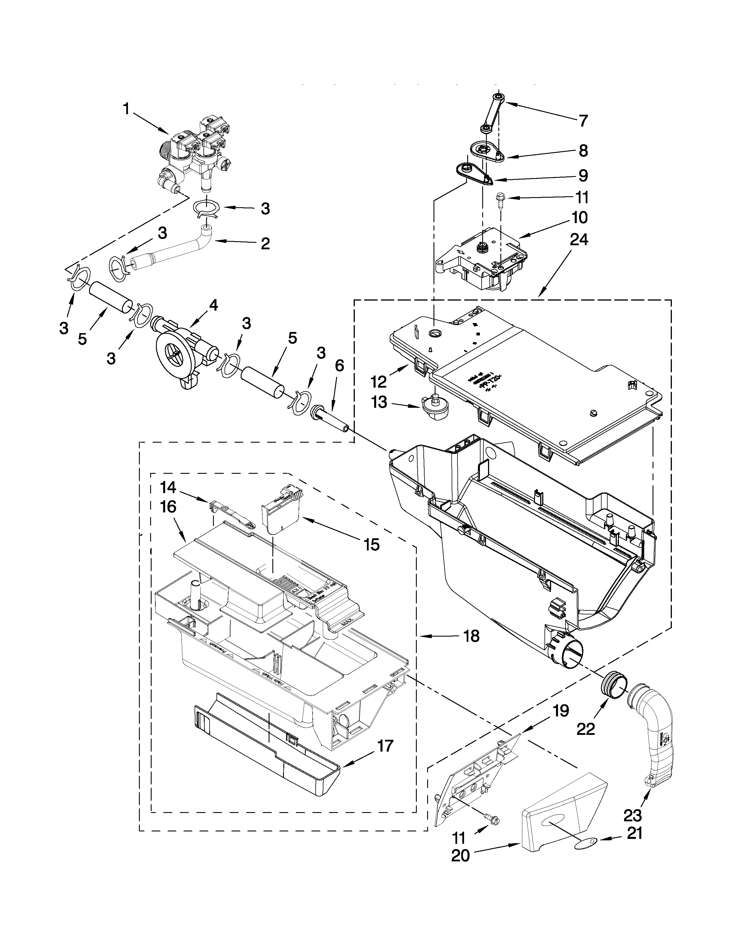 Whirlpool WFW9750WR00 dispenser parts diagram