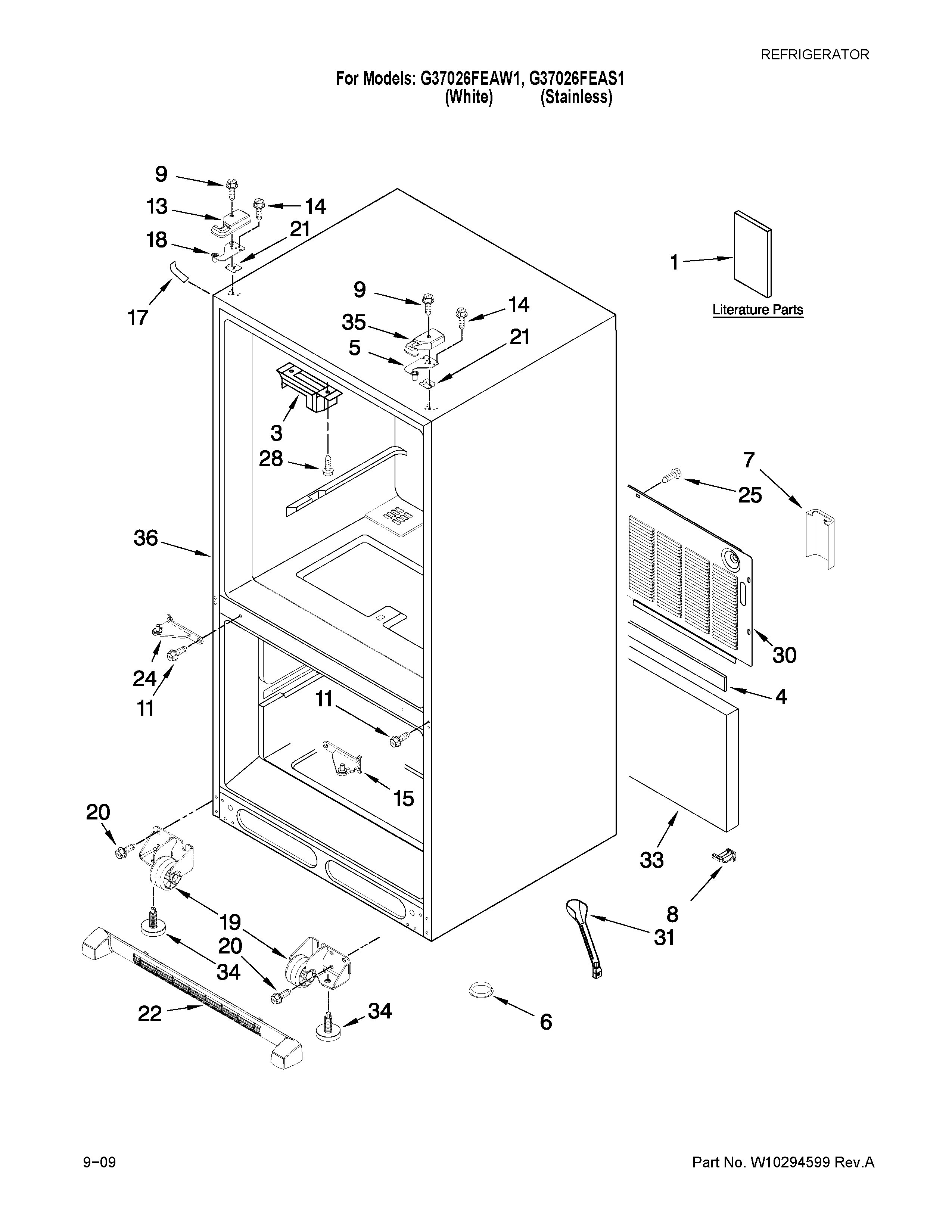 Maytag G37026FEAS1 cabinet parts diagram