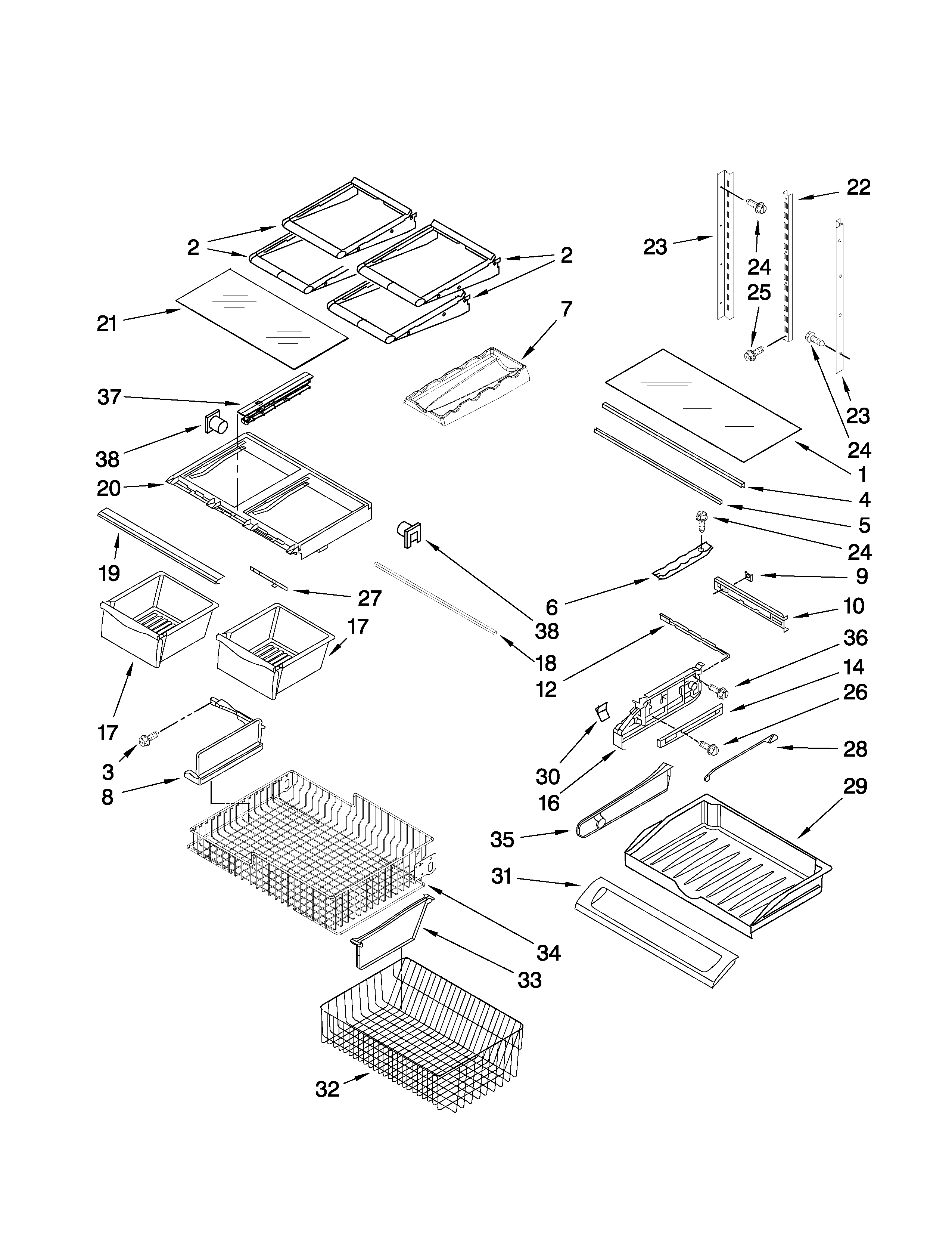 Maytag G37026FEAS1 shelf parts diagram