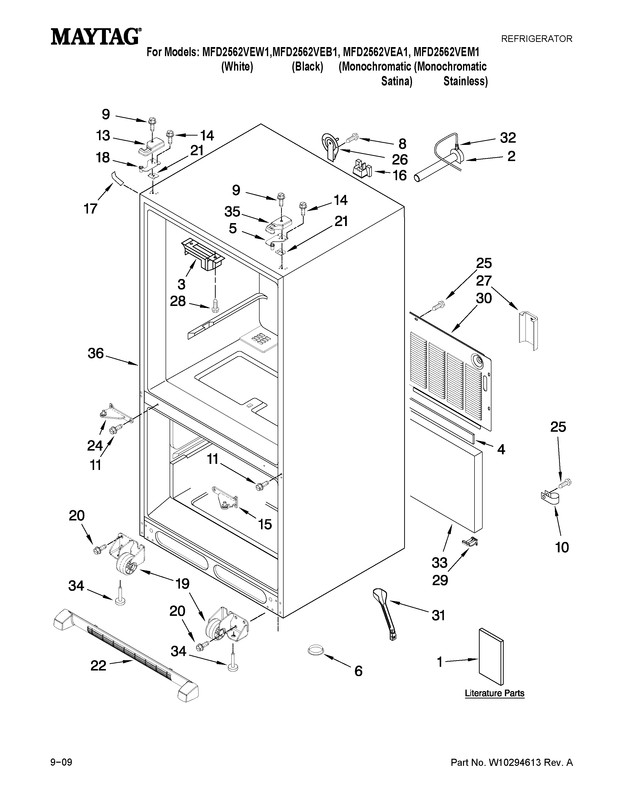 Maytag MFD2562VEA1 cabinet parts diagram
