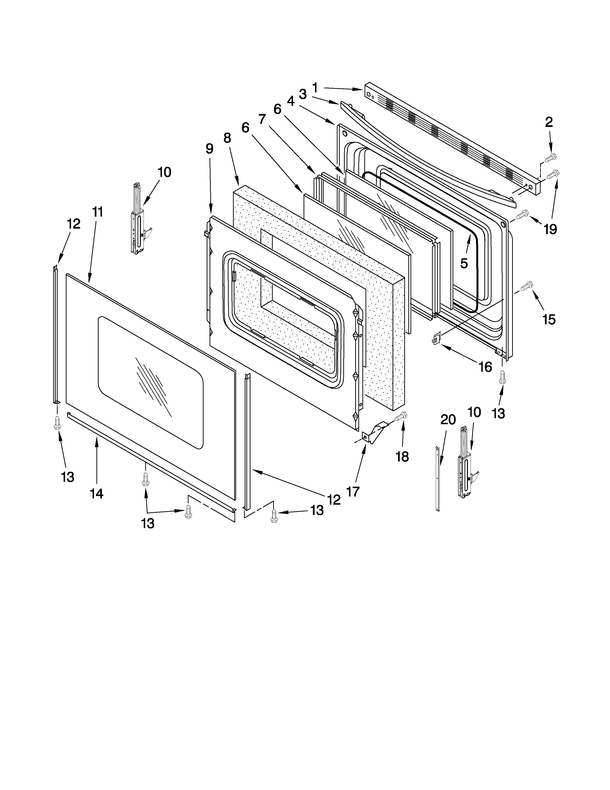Maytag MER7765WW1 door parts diagram