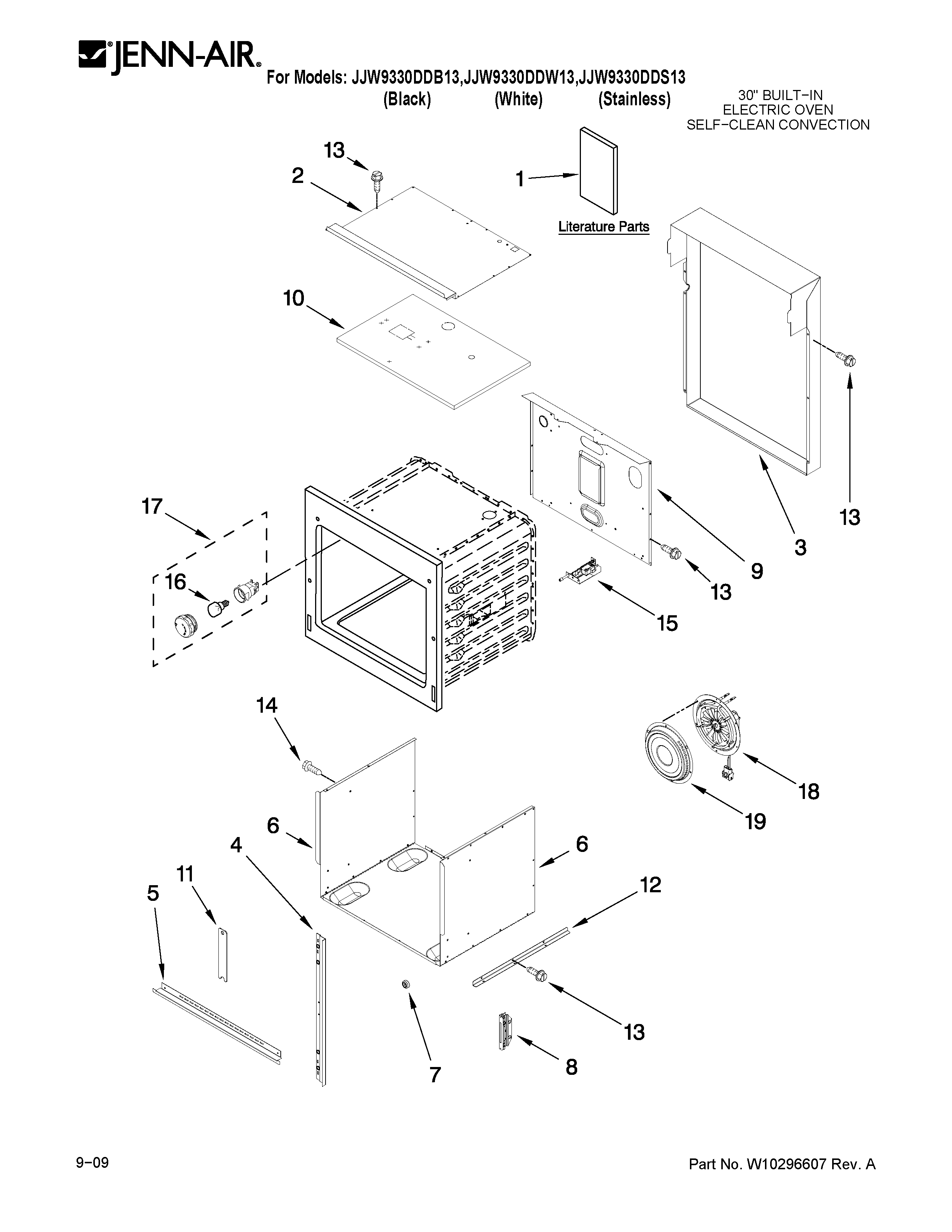 Jenn-Air JJW9330DDW13 oven parts diagram