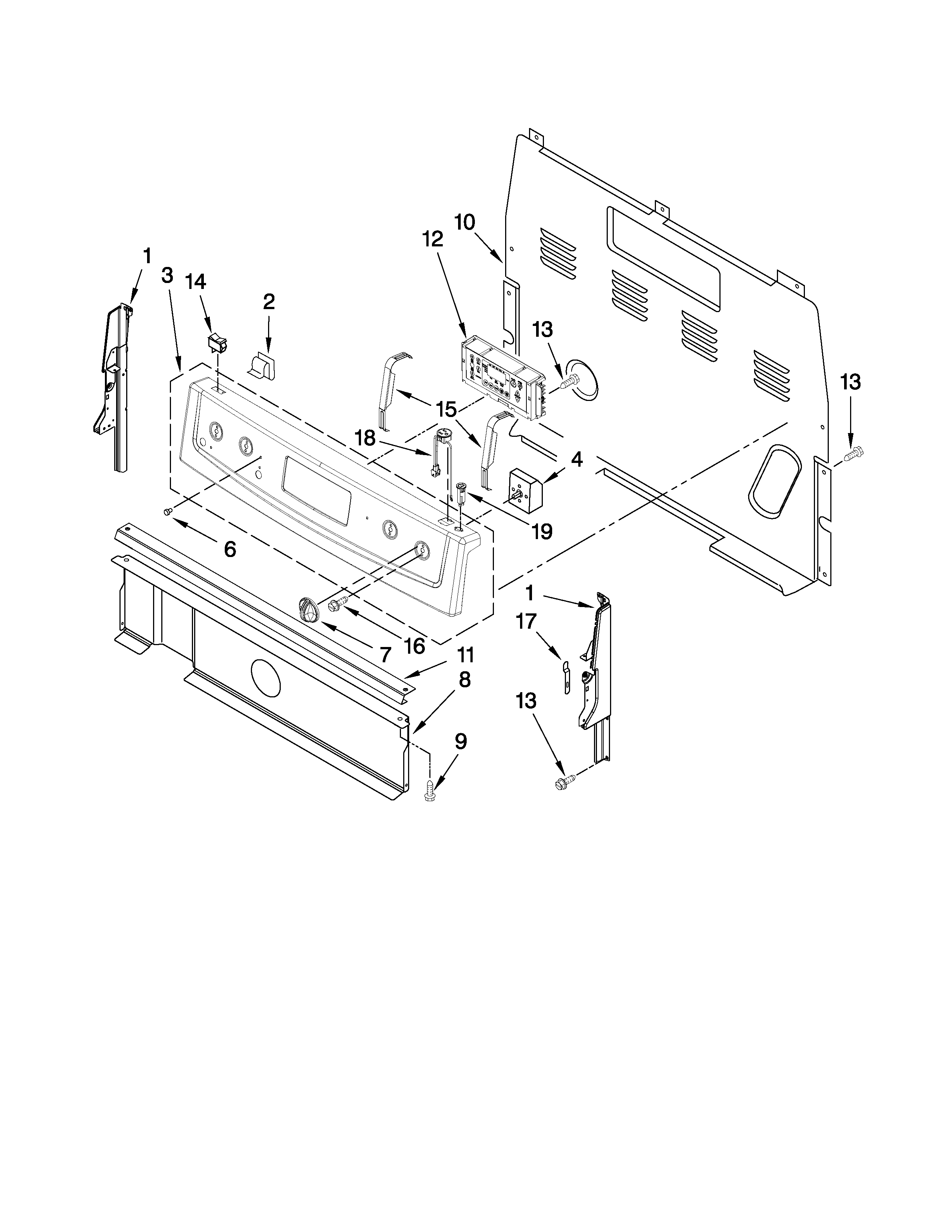 Maytag YMER7765WW1 control panel parts diagram