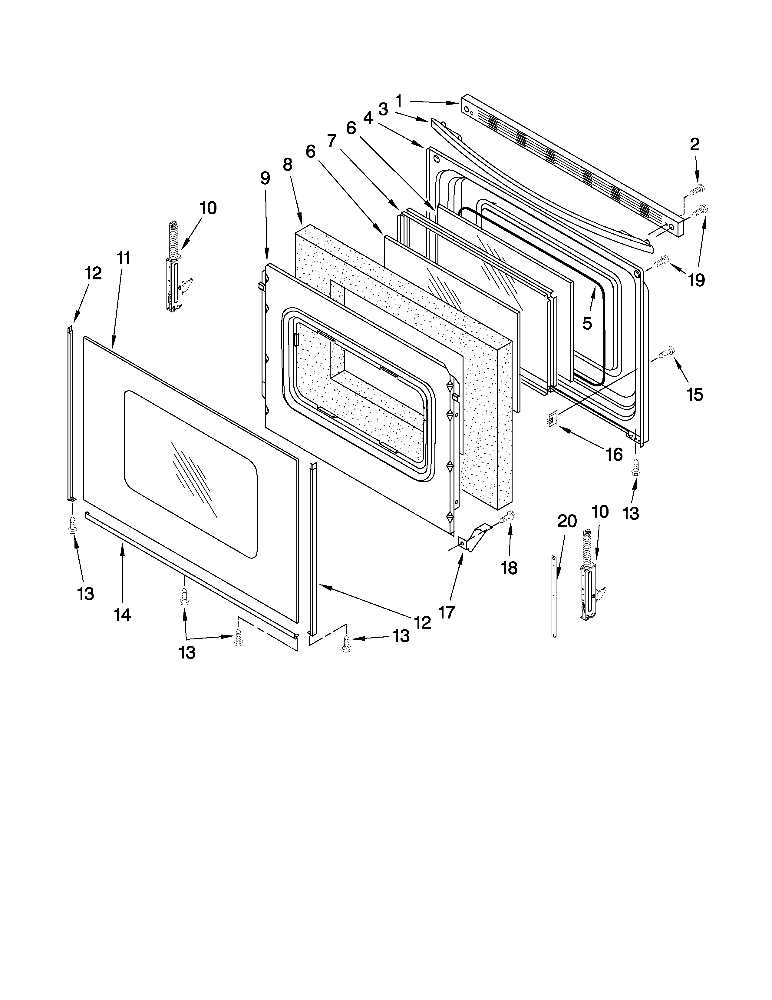 Maytag YMER7765WW1 door parts diagram