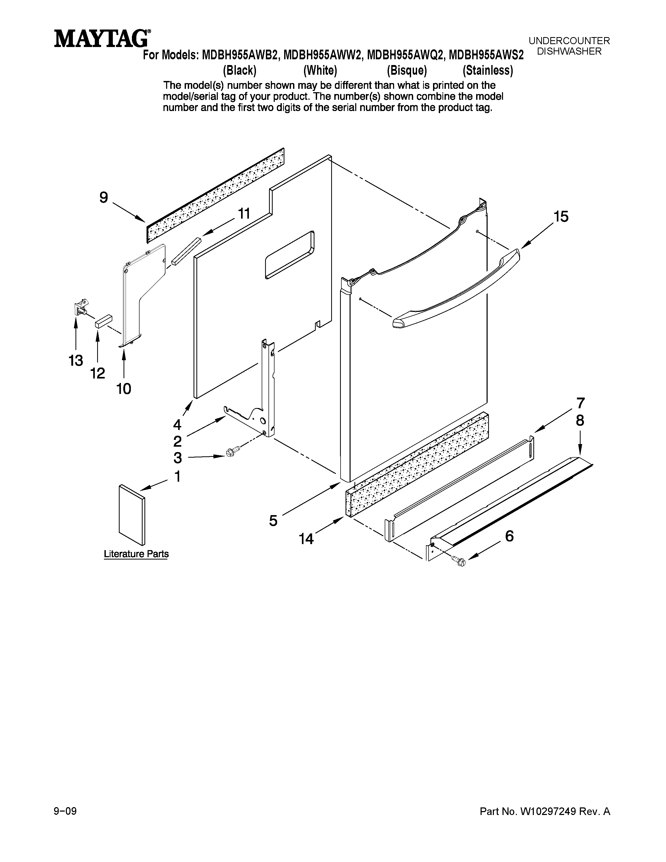Maytag MDBH955AWQ2 door and panel parts diagram