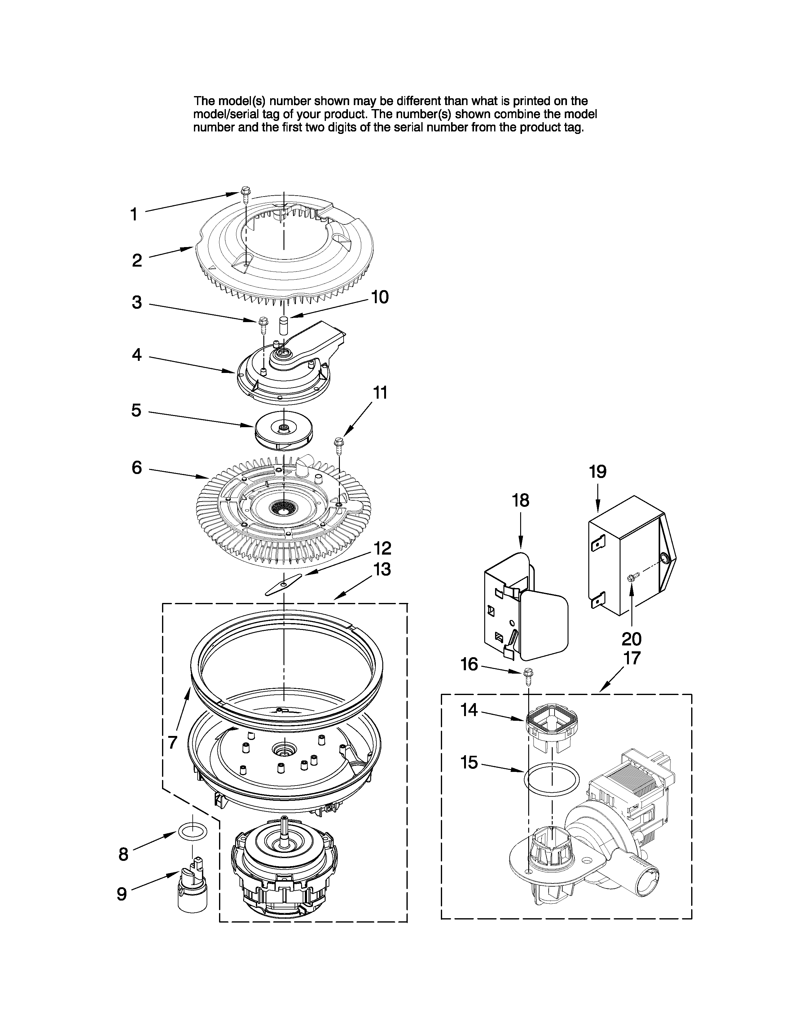 Maytag MDBH955AWQ2 pump and motor parts diagram