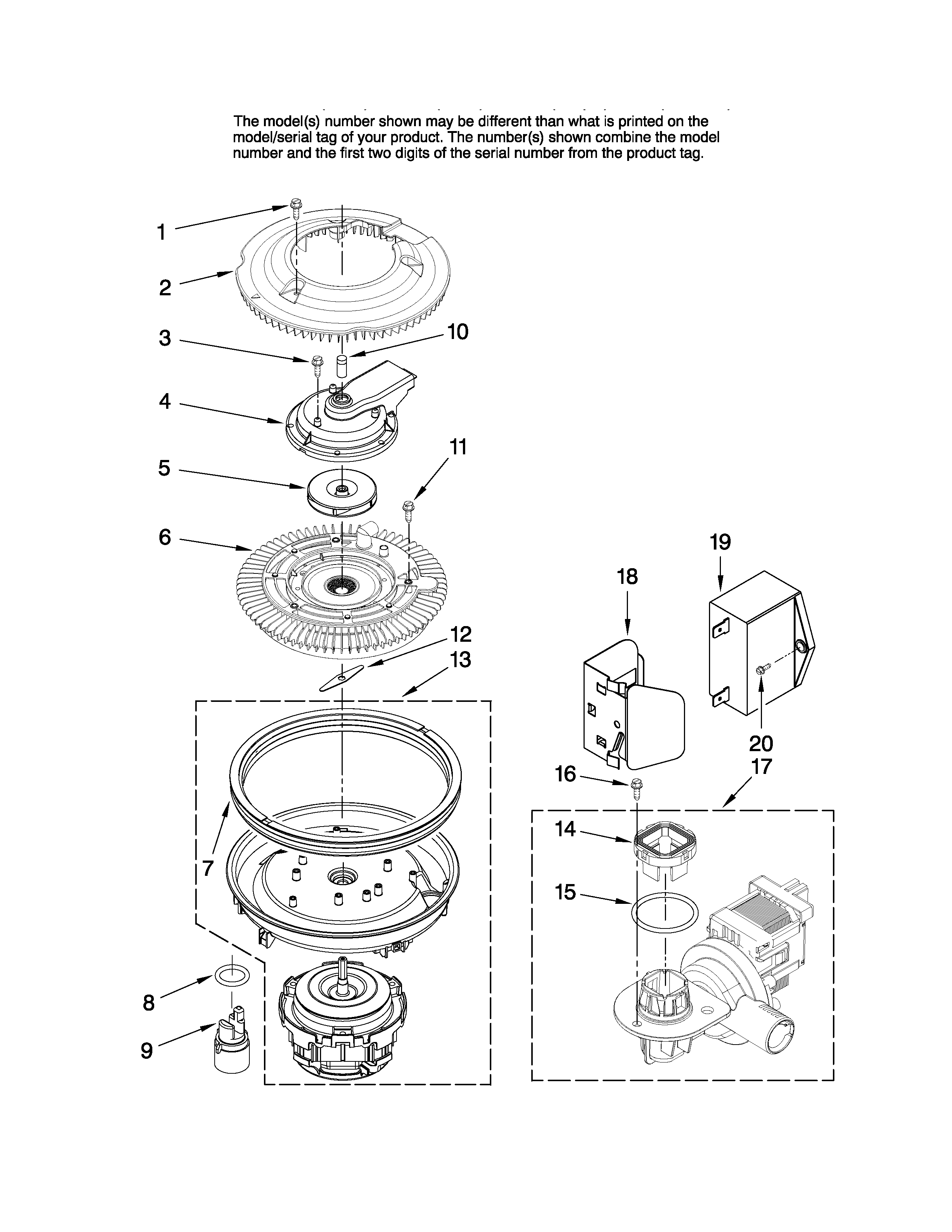 Maytag MDBH955AWS3 pump and motor parts diagram
