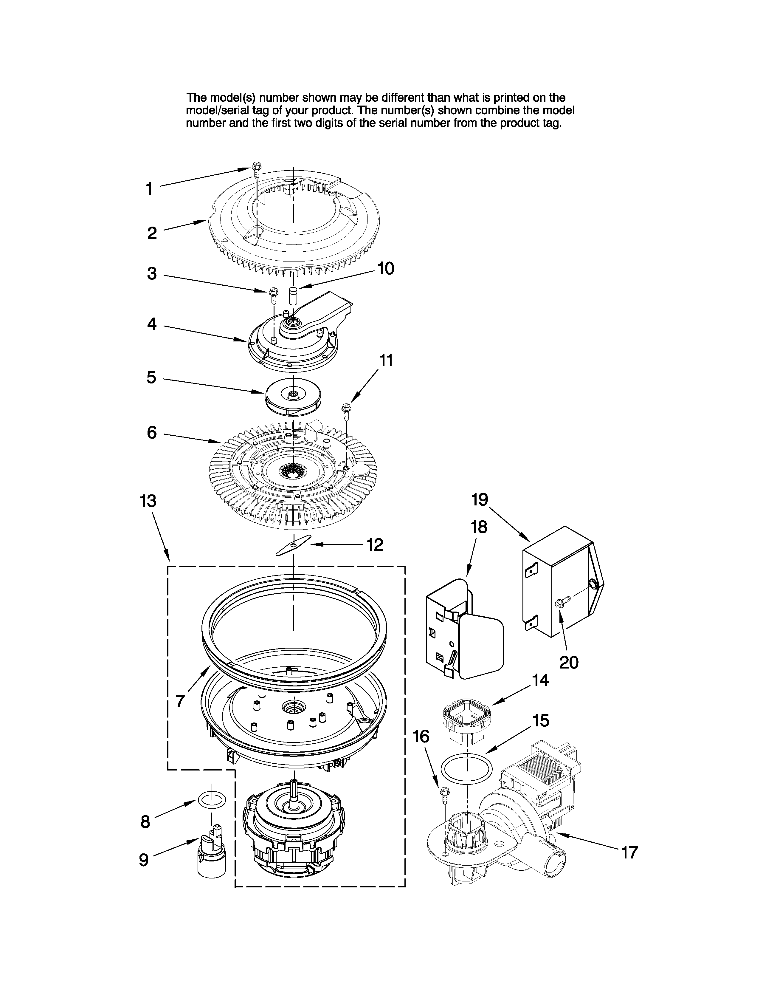 Maytag MDBS561AWW3 pump and motor parts diagram