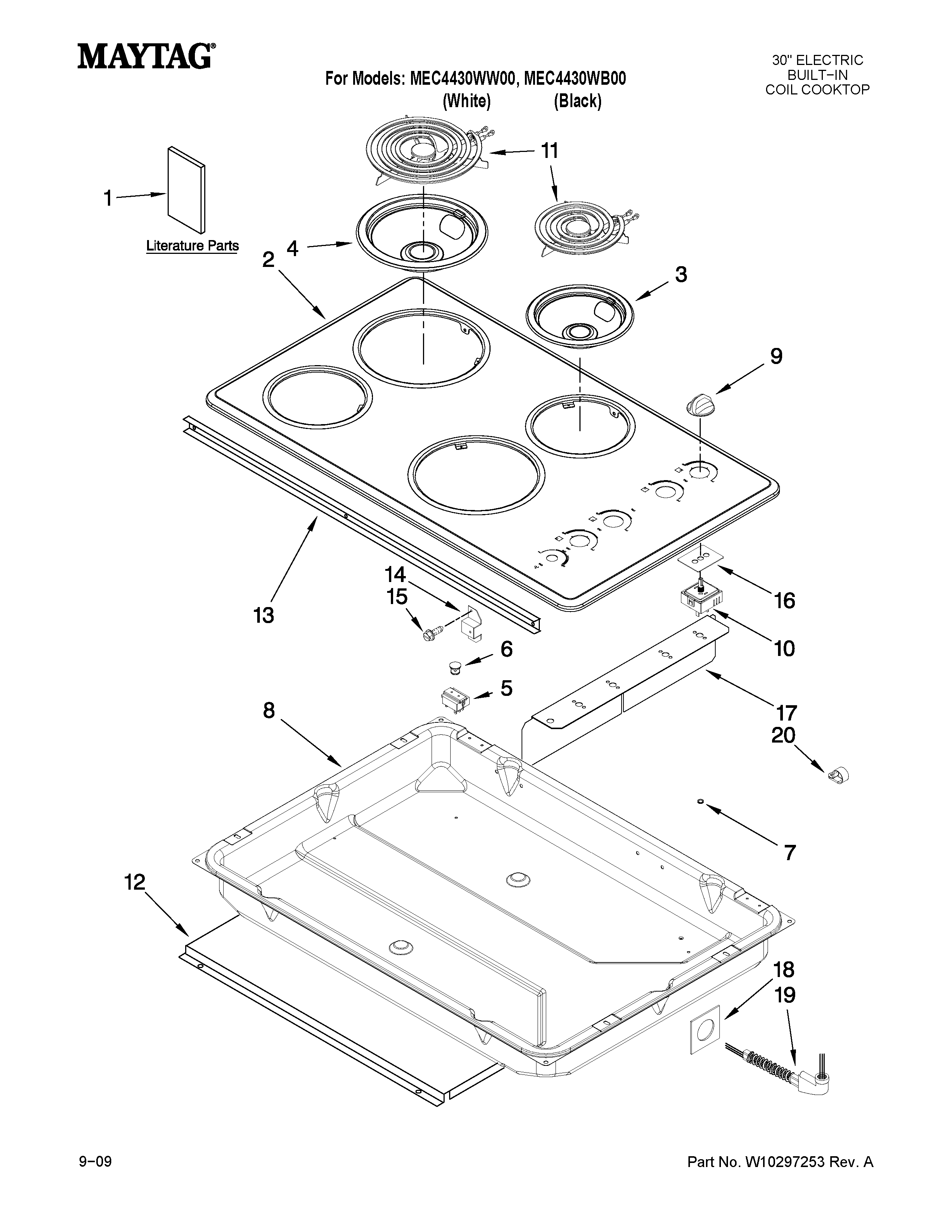 Maytag MEC4430WB00 cooktop parts diagram