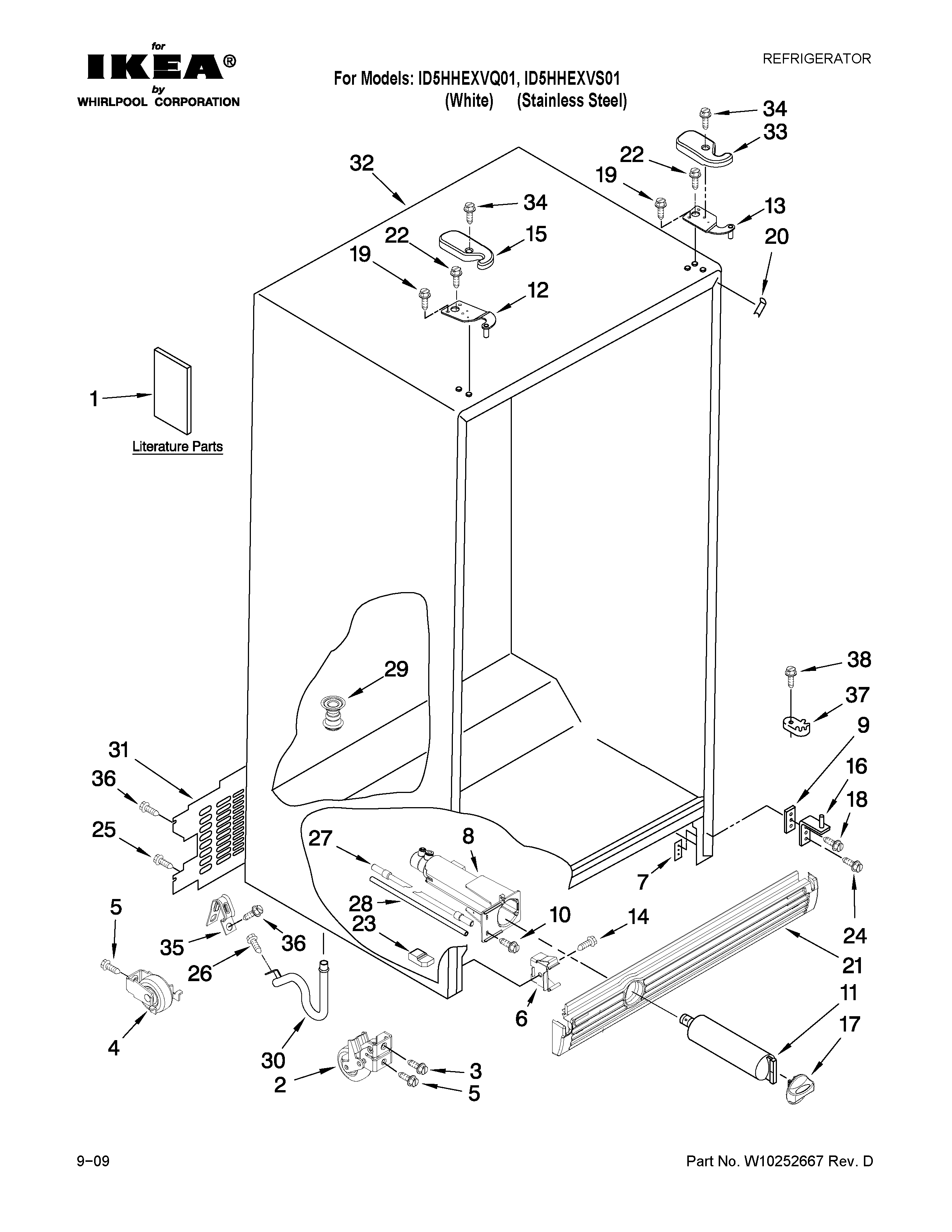 Ikea ID5HHEXVQ01 cabinet parts diagram