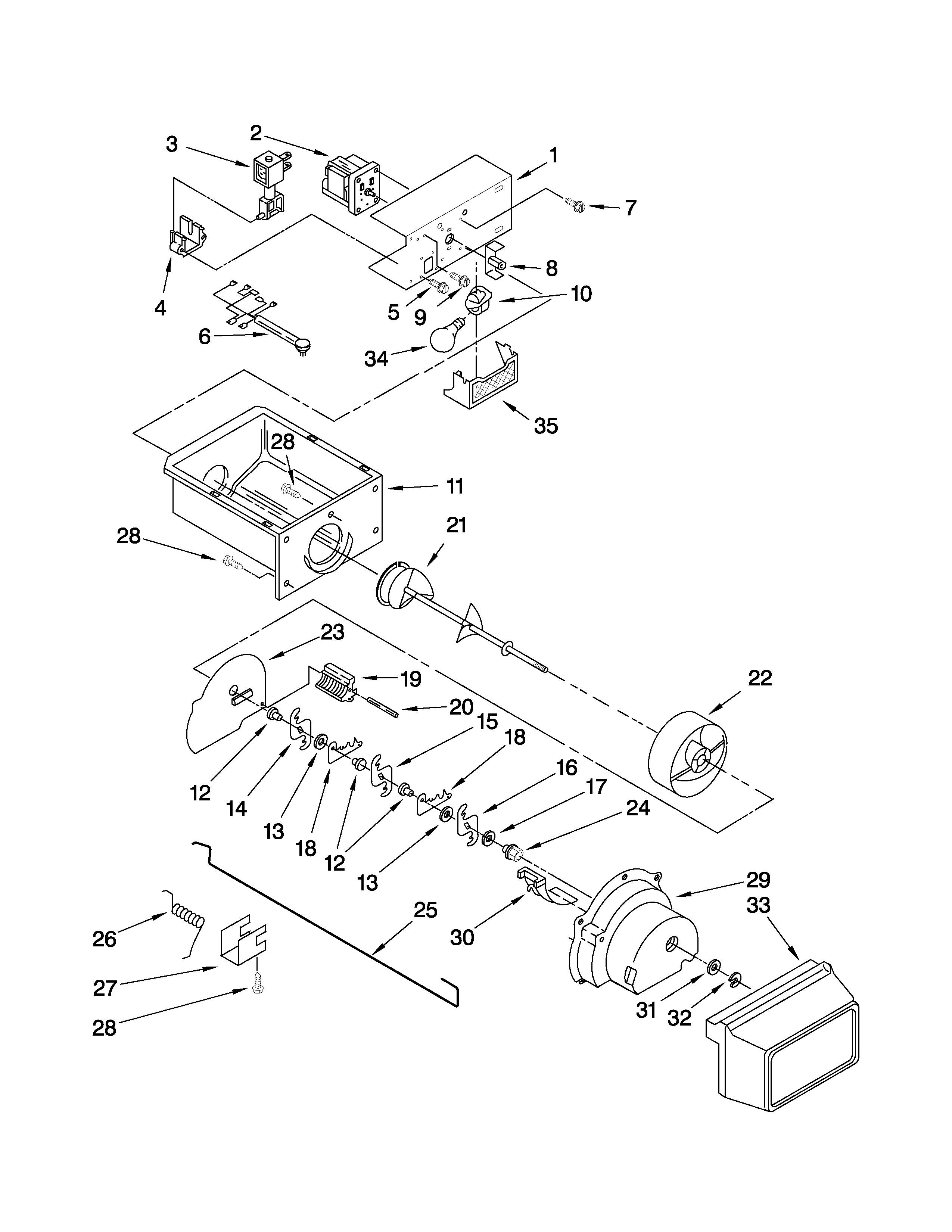 Ikea ID5HHEXVQ01 motor and ice container parts diagram