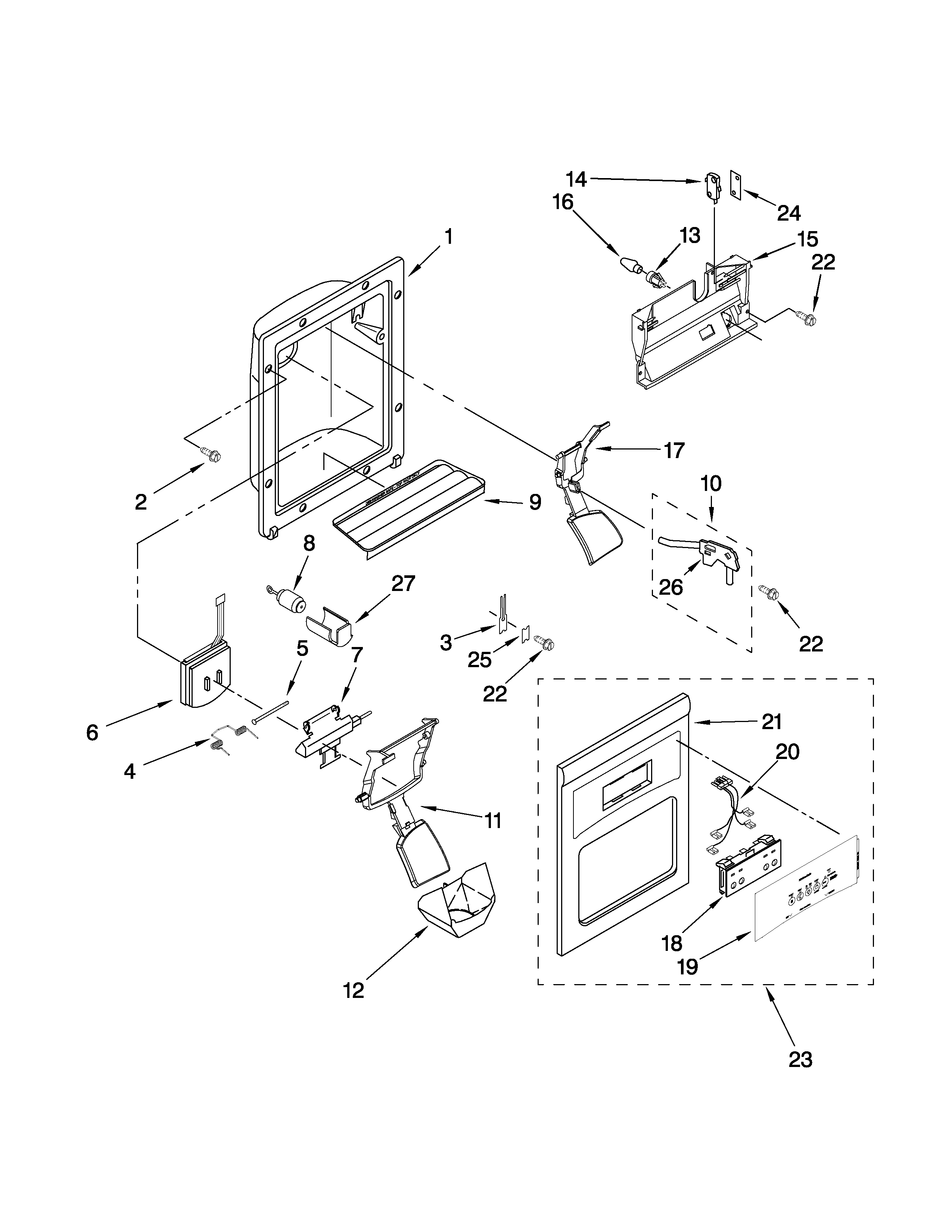 Ikea ID5HHEXVQ01 dispenser front parts diagram