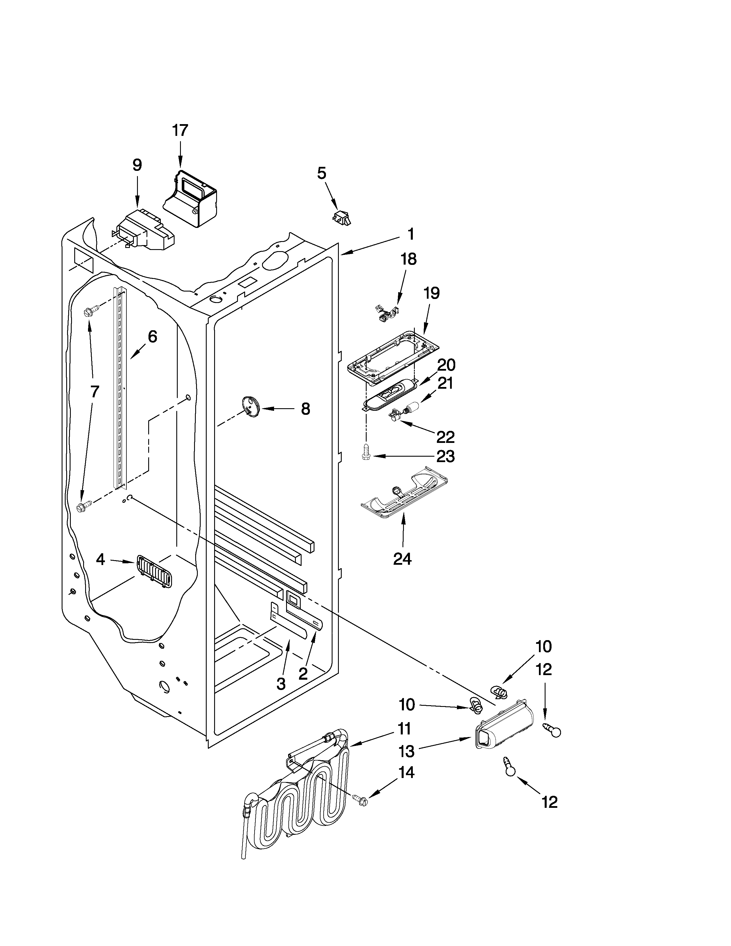 Whirlpool GS6NHAXVY03 refrigerator liner parts diagram