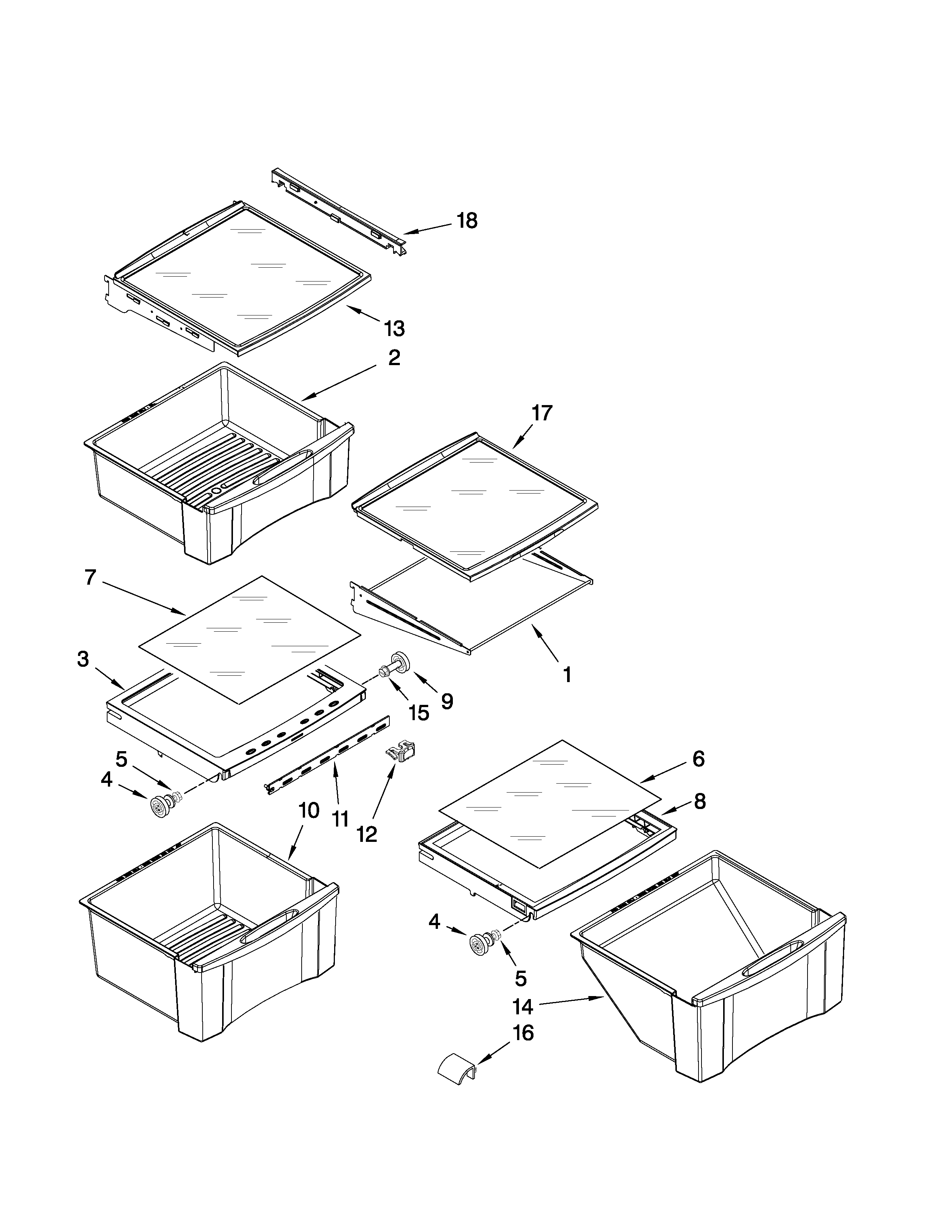 Whirlpool GS6NHAXVY03 refrigerator shelf parts diagram