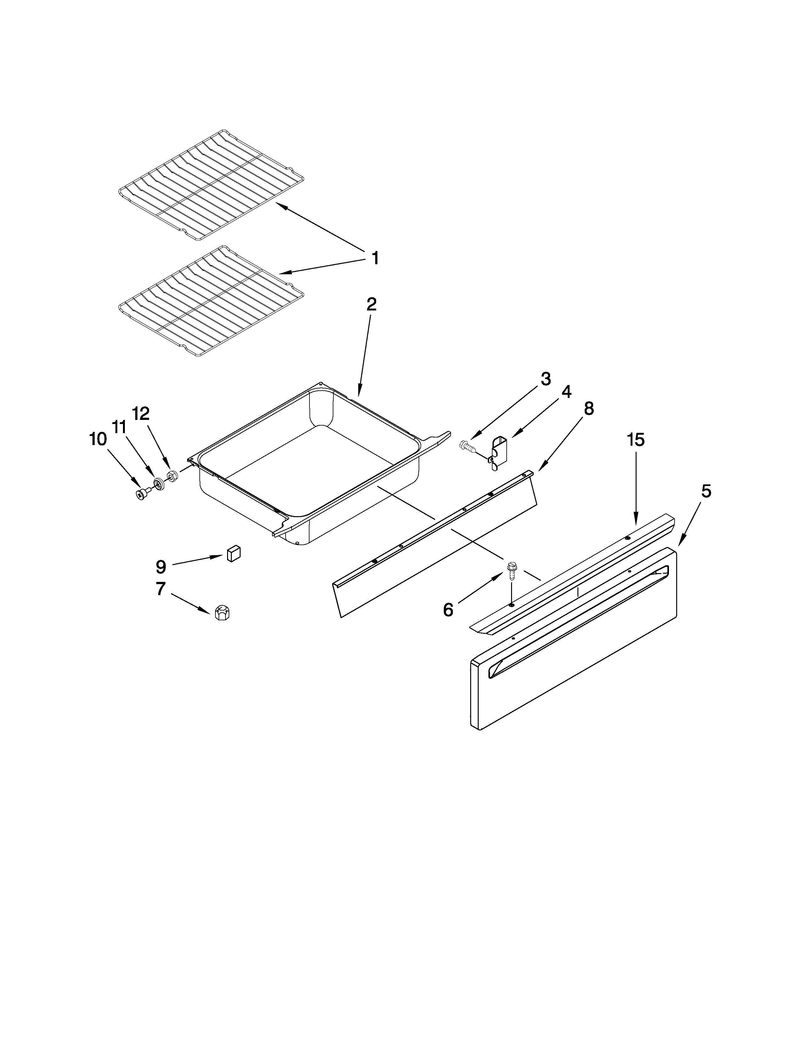 Whirlpool GY397LXUS02 drawer and rack parts diagram