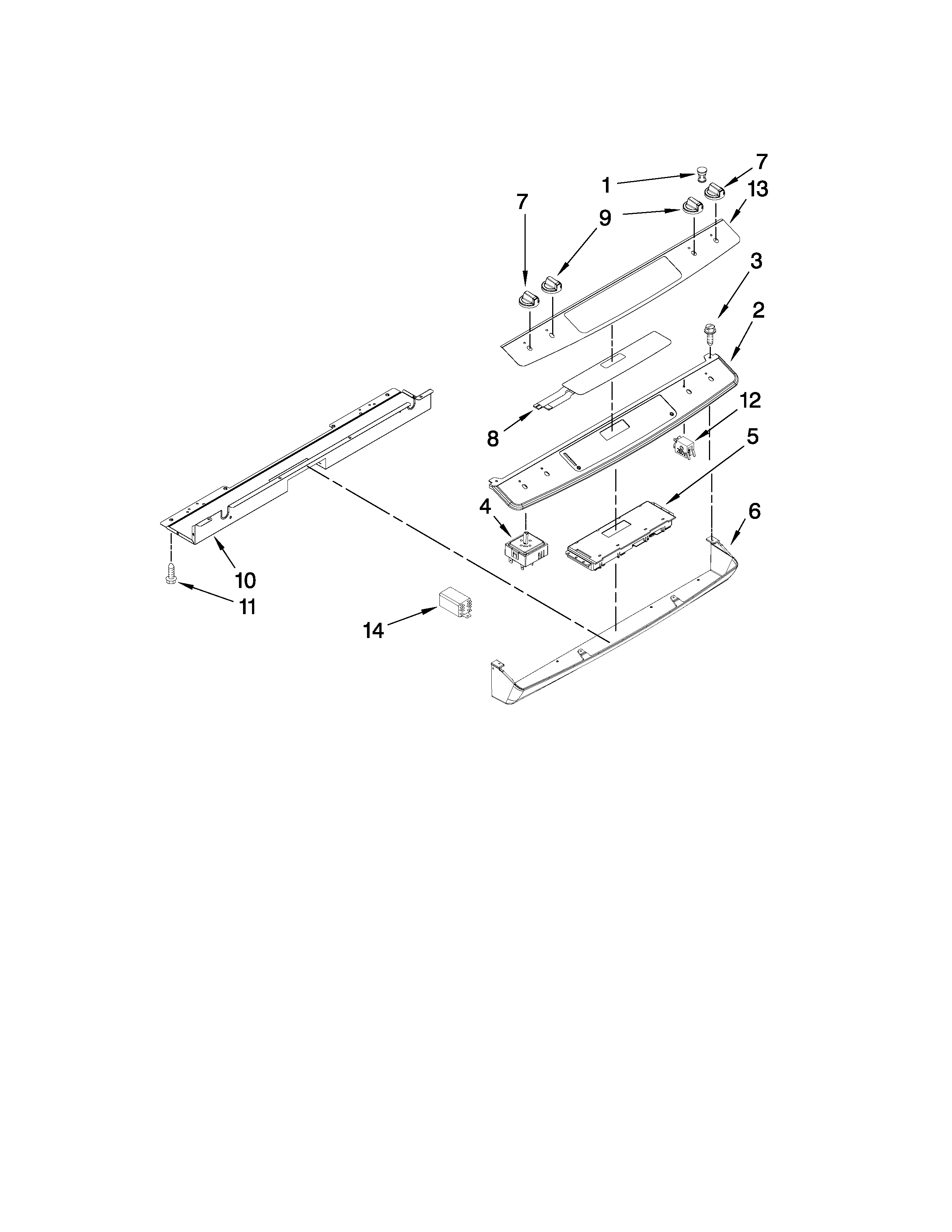 Whirlpool YGY399LXUB03 control panel parts diagram