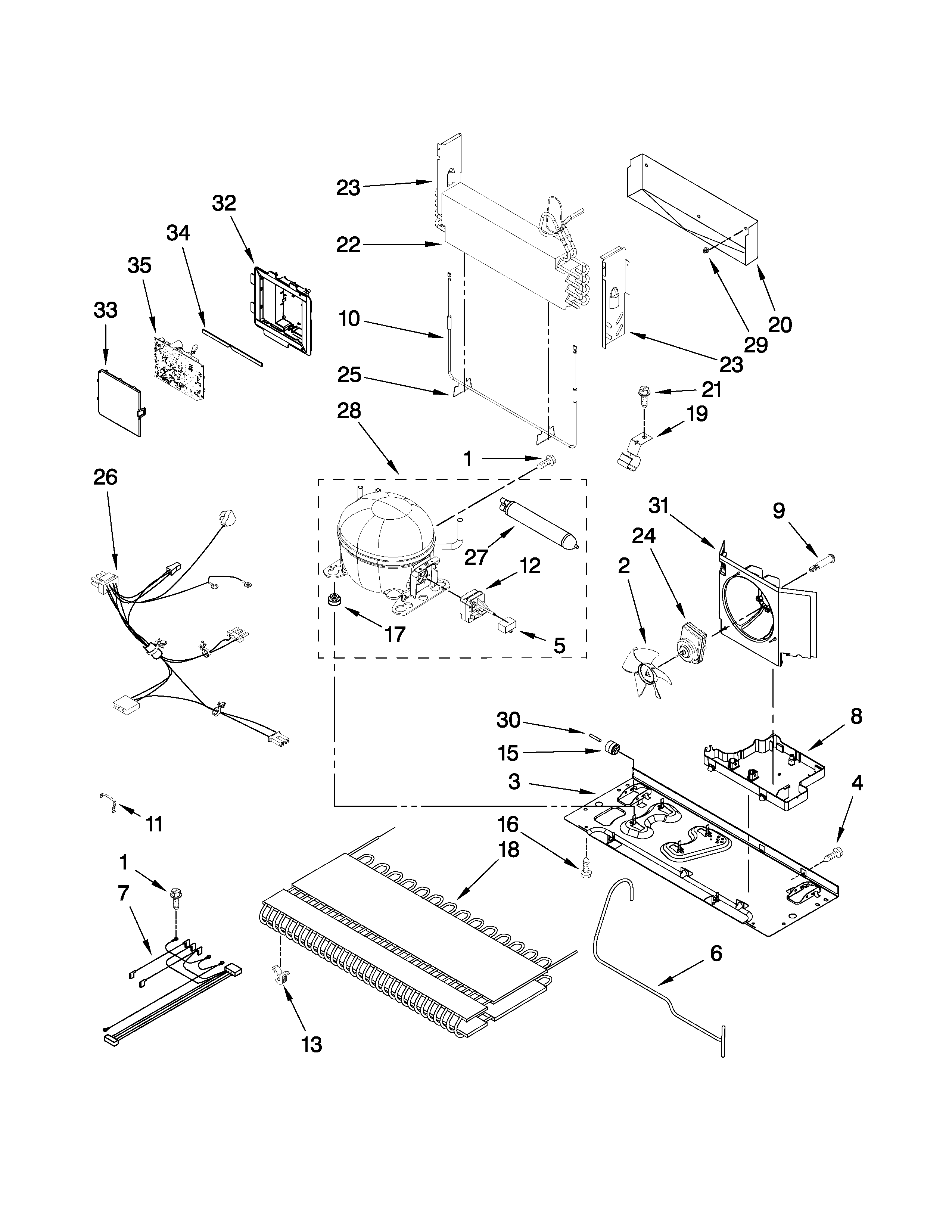 KitchenAid KBFS20EVWH1 unit parts diagram