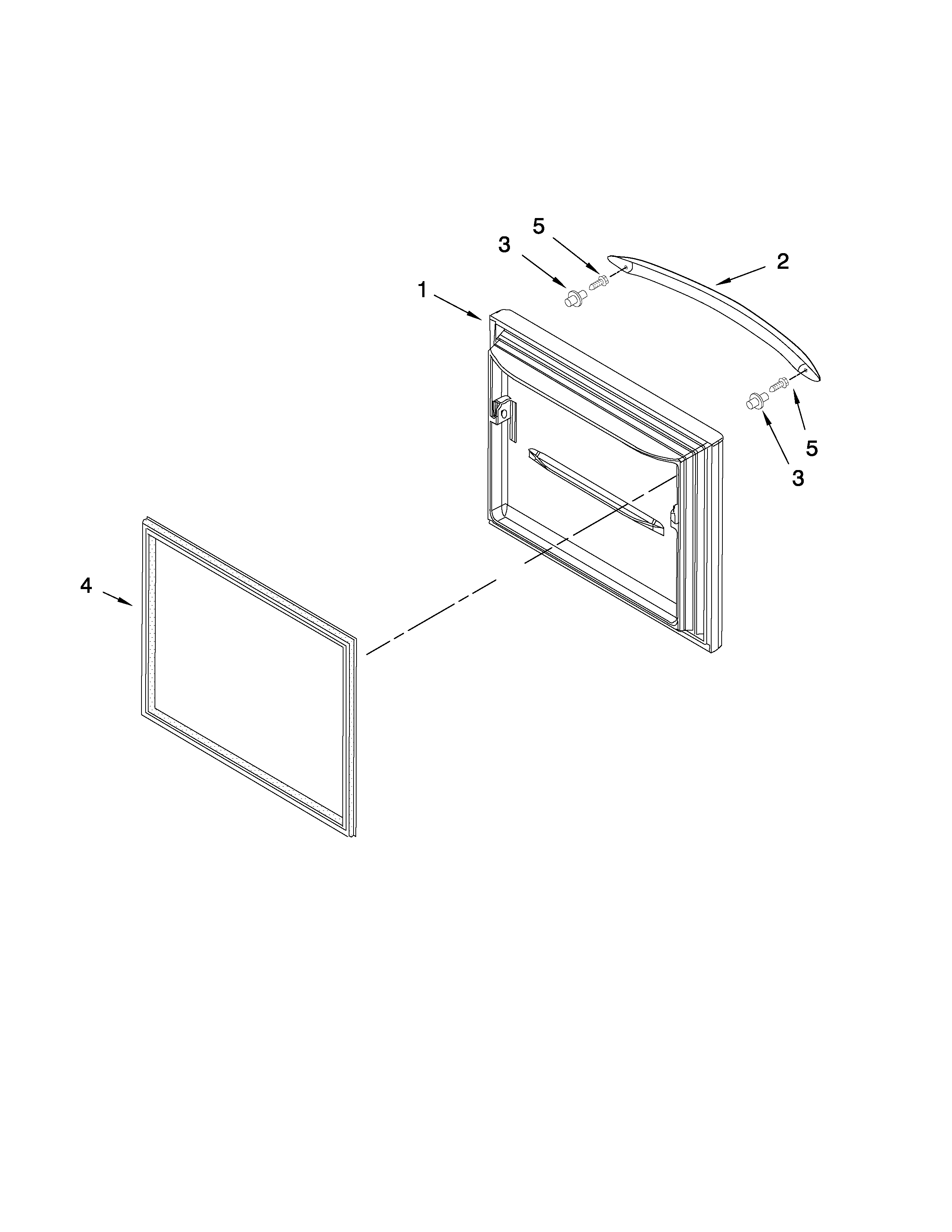 KitchenAid KBFS20EVWH1 freezer door parts diagram