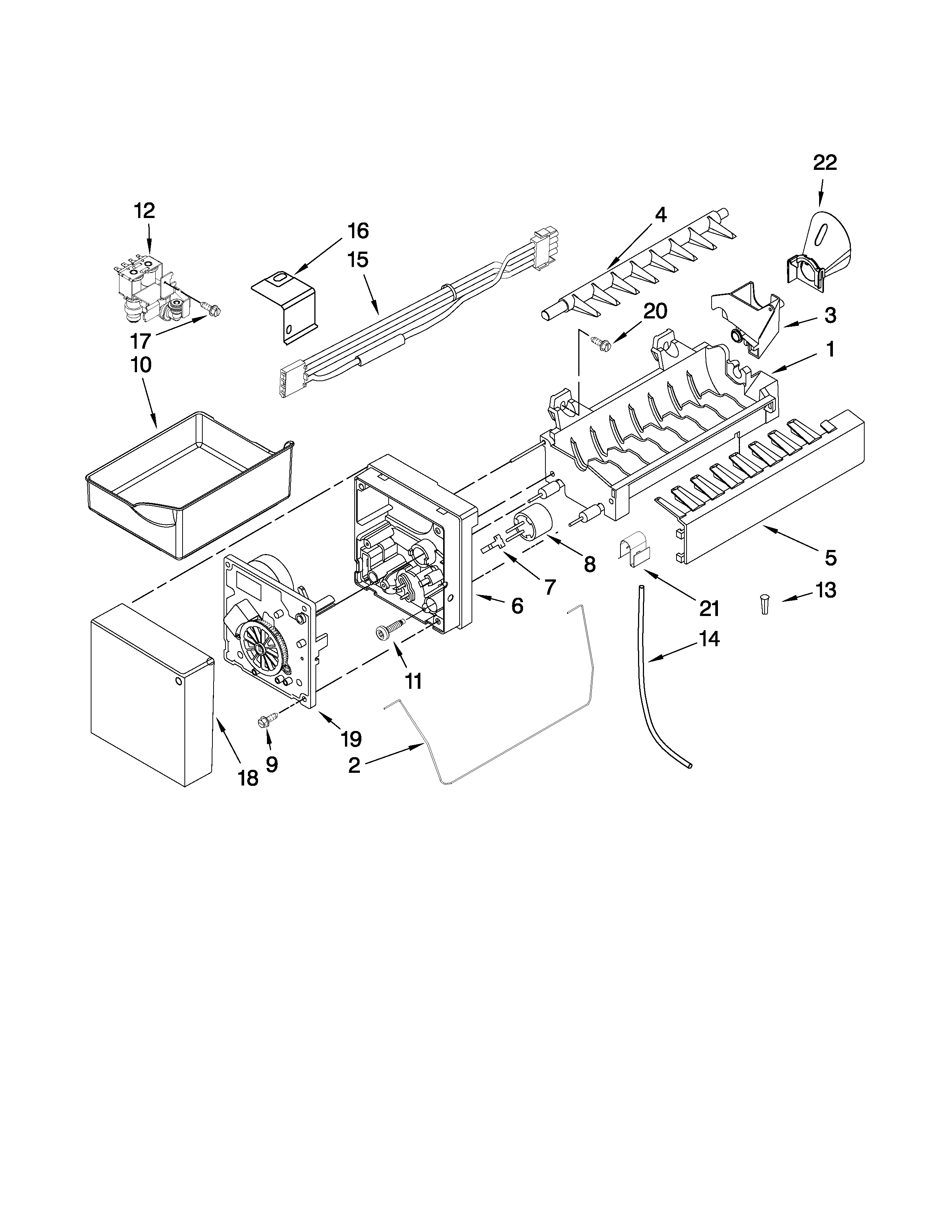 KitchenAid KBFS20EVWH1 icemaker parts diagram