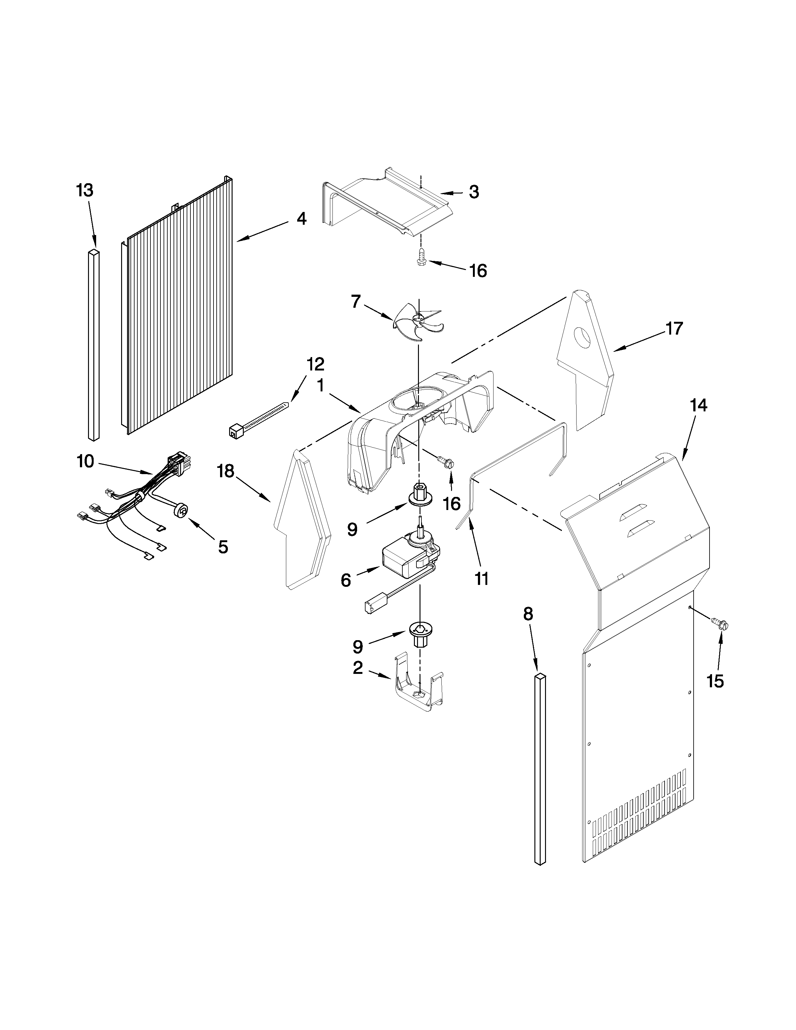 Whirlpool GD5RVAXVQ04 air flow parts diagram