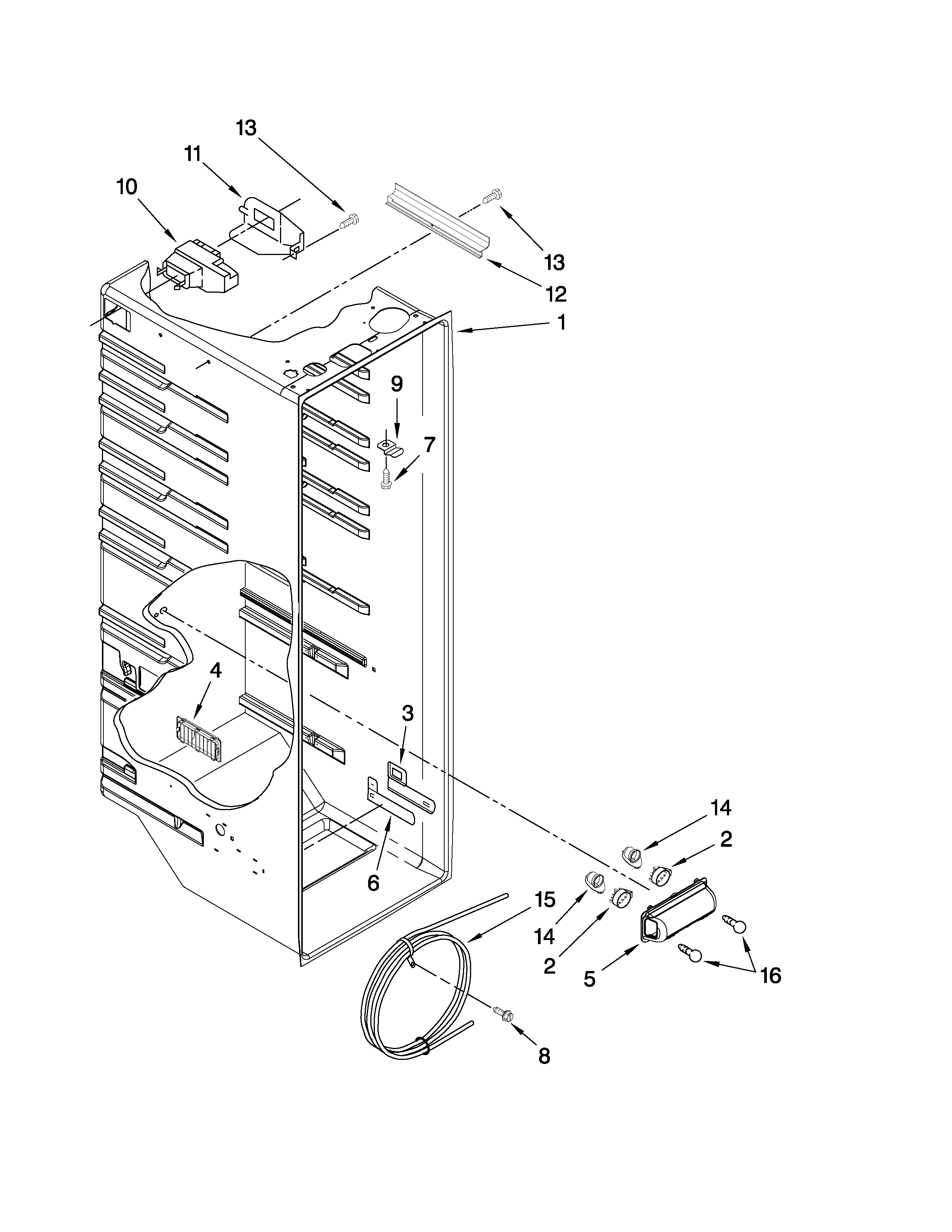 Whirlpool BRS62ARANA01 refrigerator liner parts diagram
