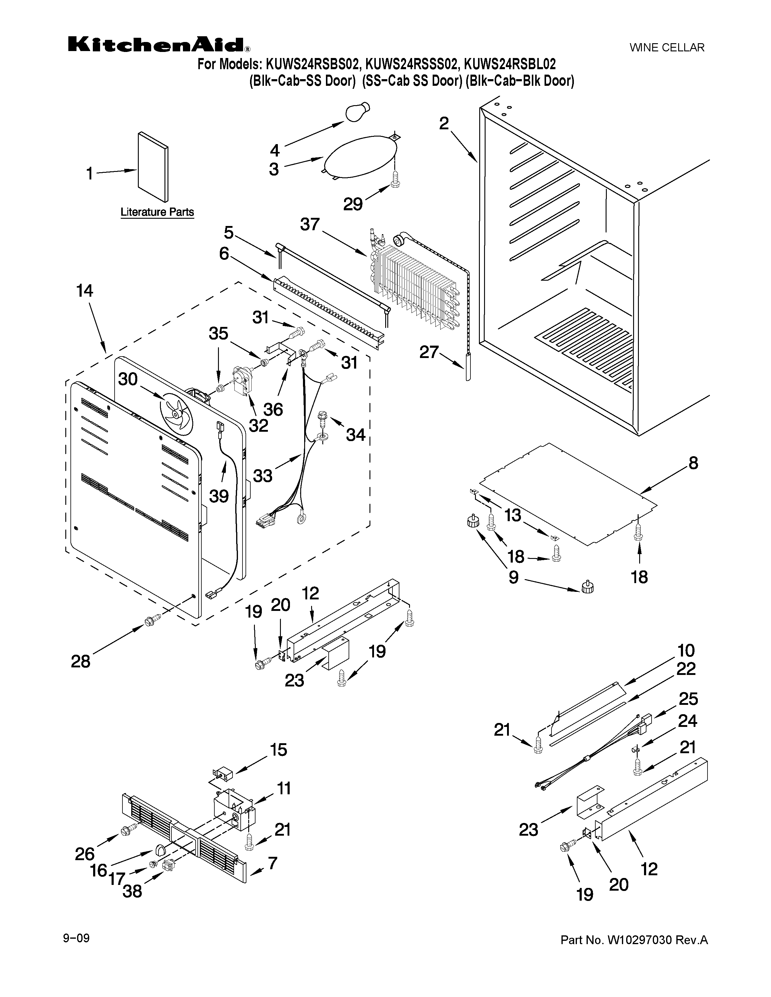 KitchenAid KUWS24RSSS02 cabinet parts diagram