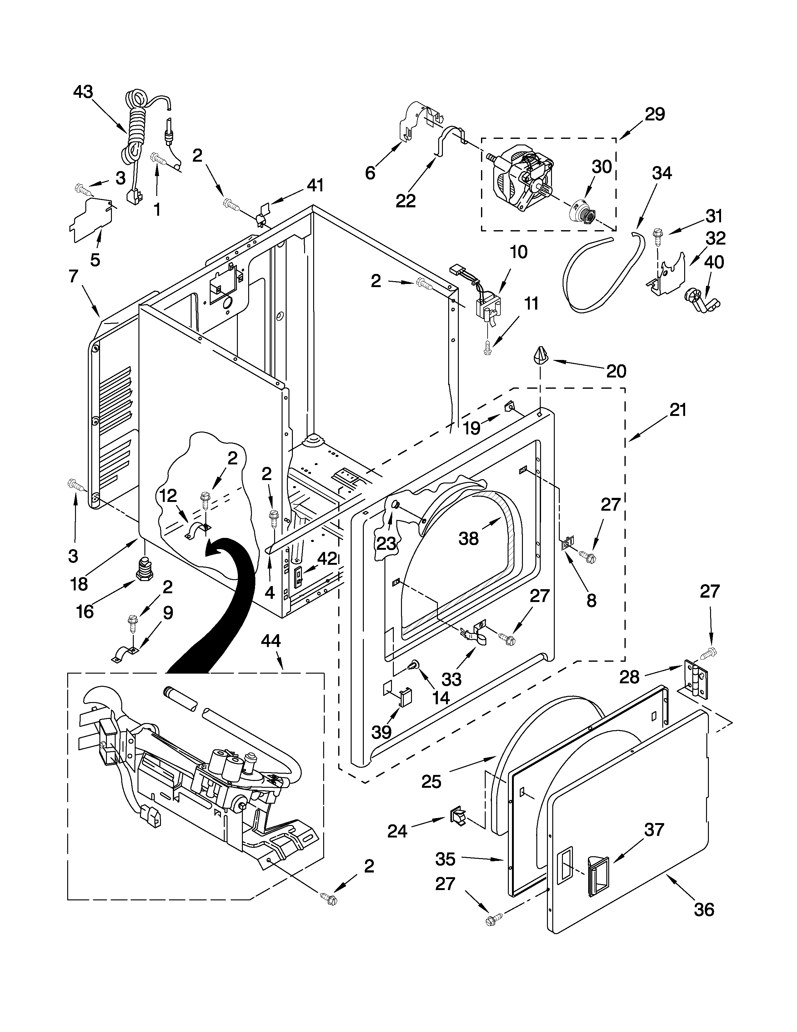 Amana NGD4800VQ1 cabinet parts diagram
