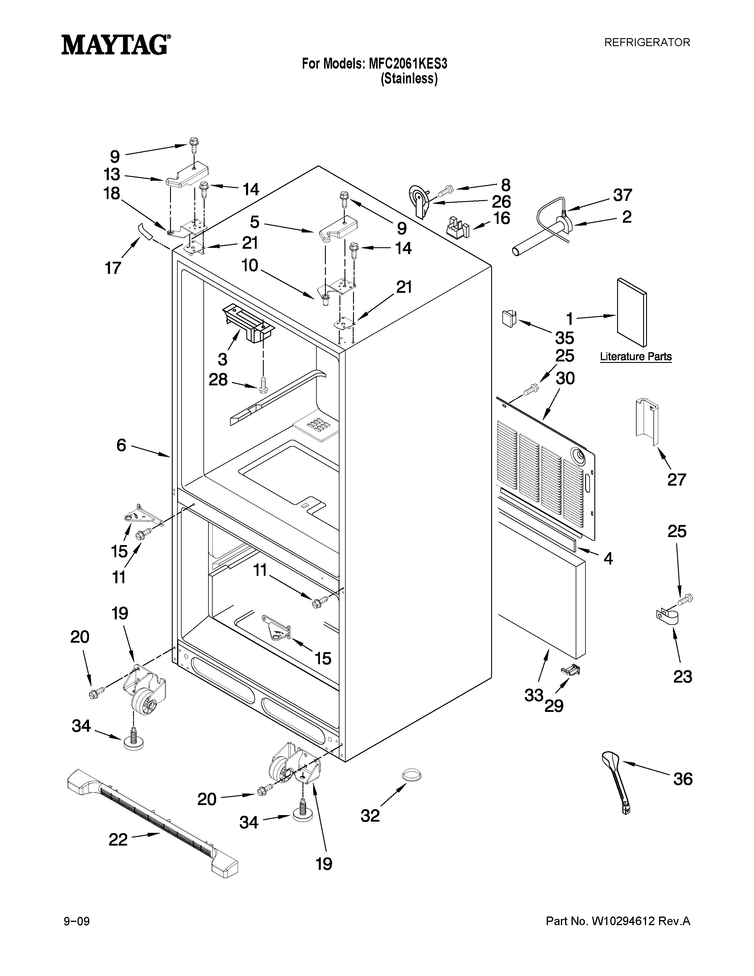 Maytag MFC2061KES3 cabinet parts diagram