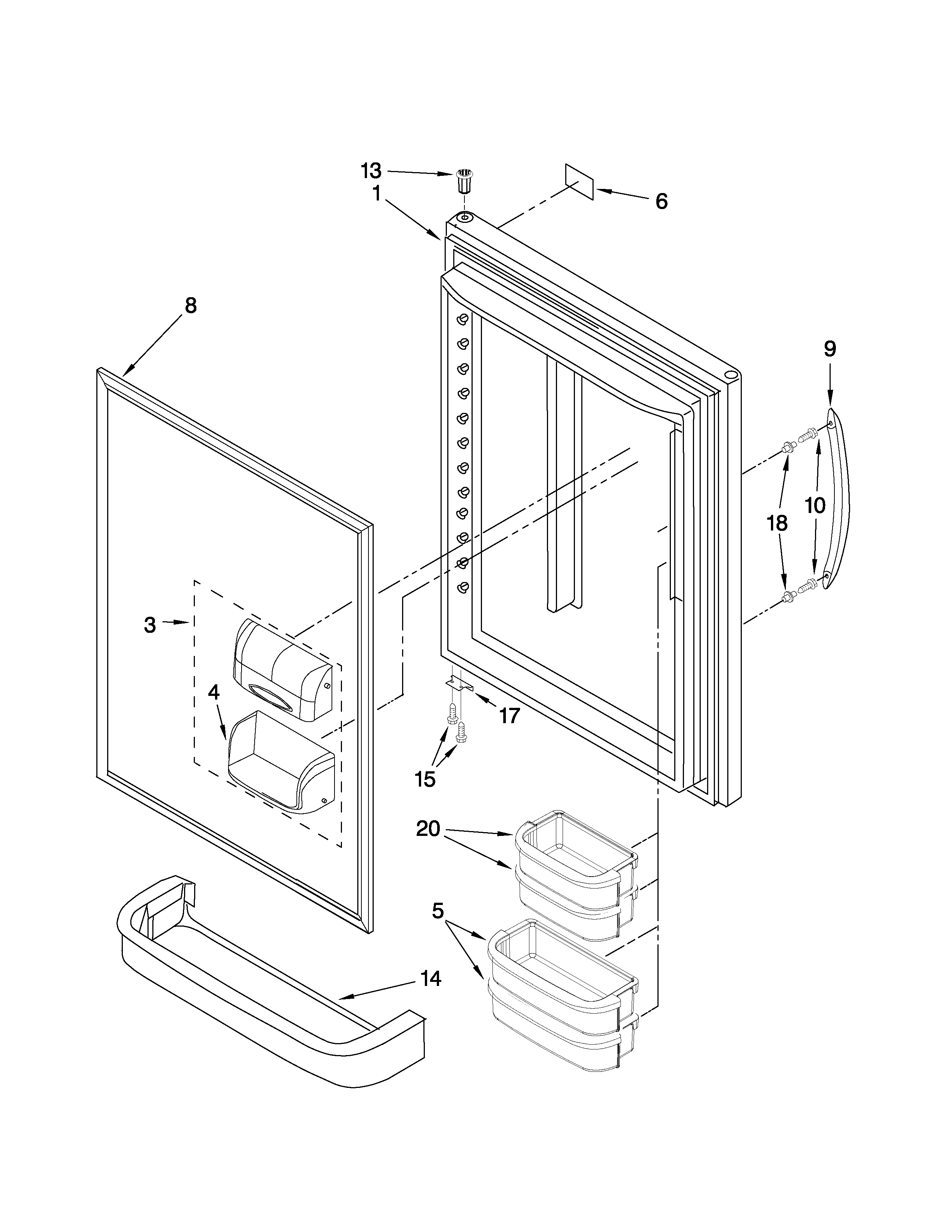 Amana ABR192ZFES4 refrigerator door parts diagram