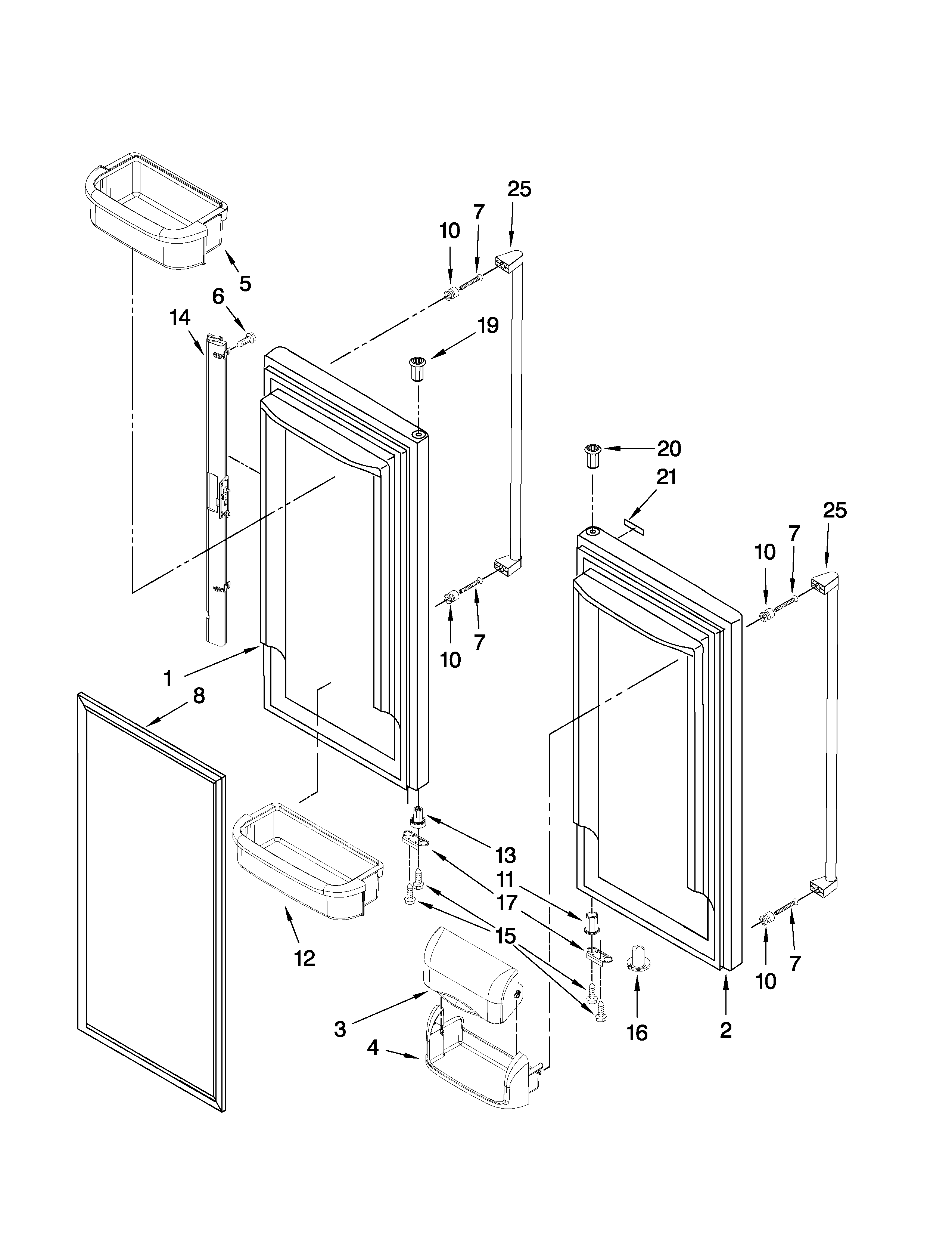 Jenn-Air JFC2089HEP5 refrigerator door parts diagram