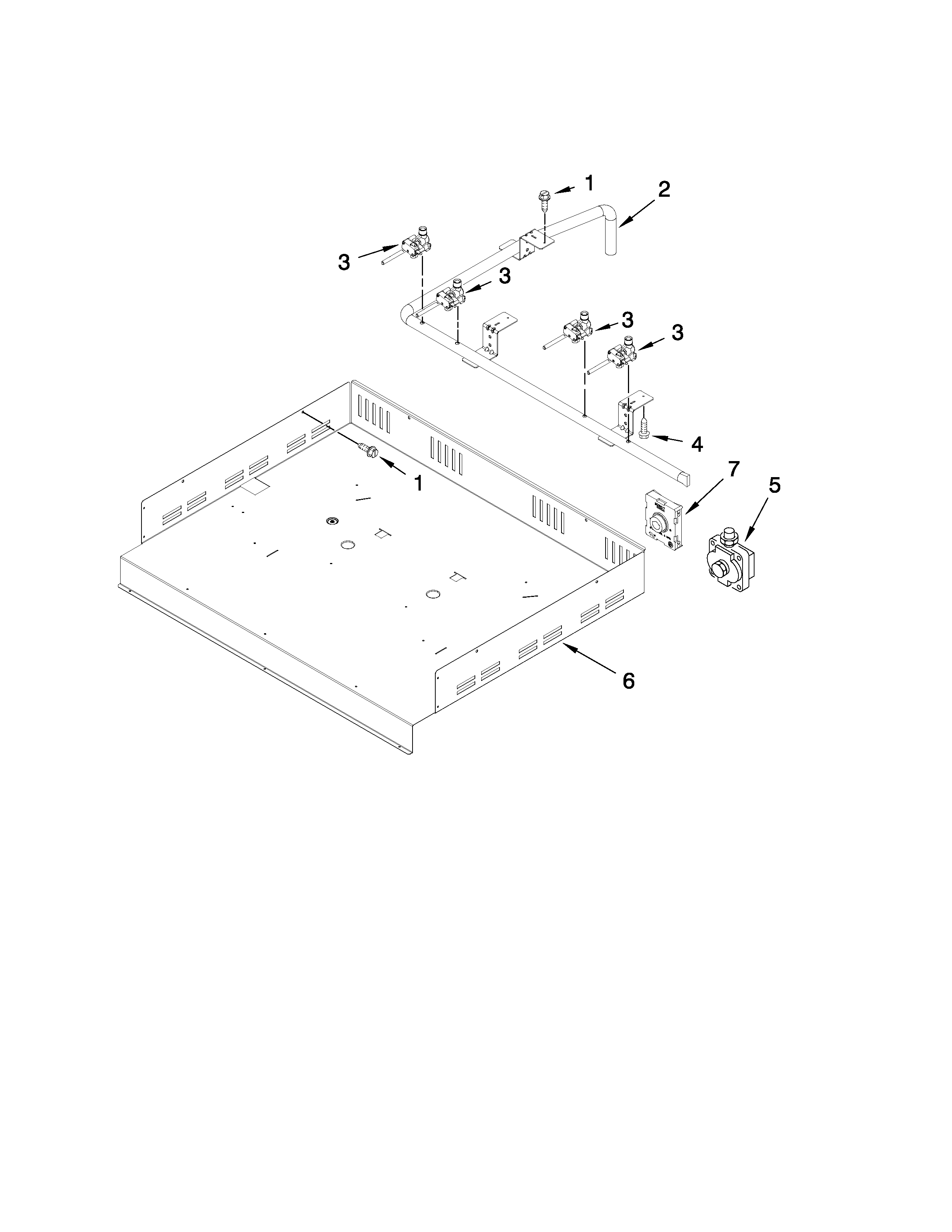Jenn-Air JGCP636ADP12 burner box, gas valves, and switches diagram
