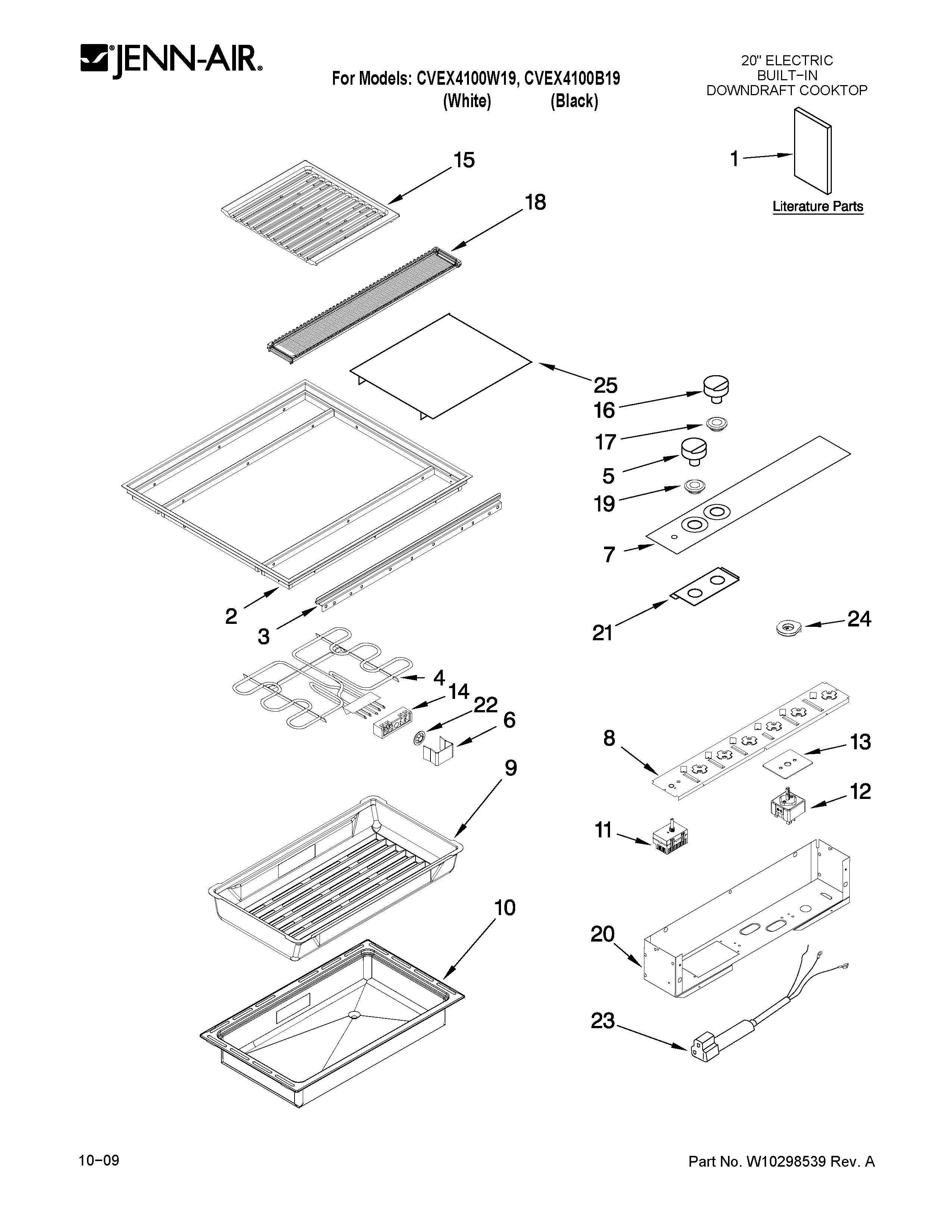 Jenn-Air CVEX4100B19 cooktop parts diagram
