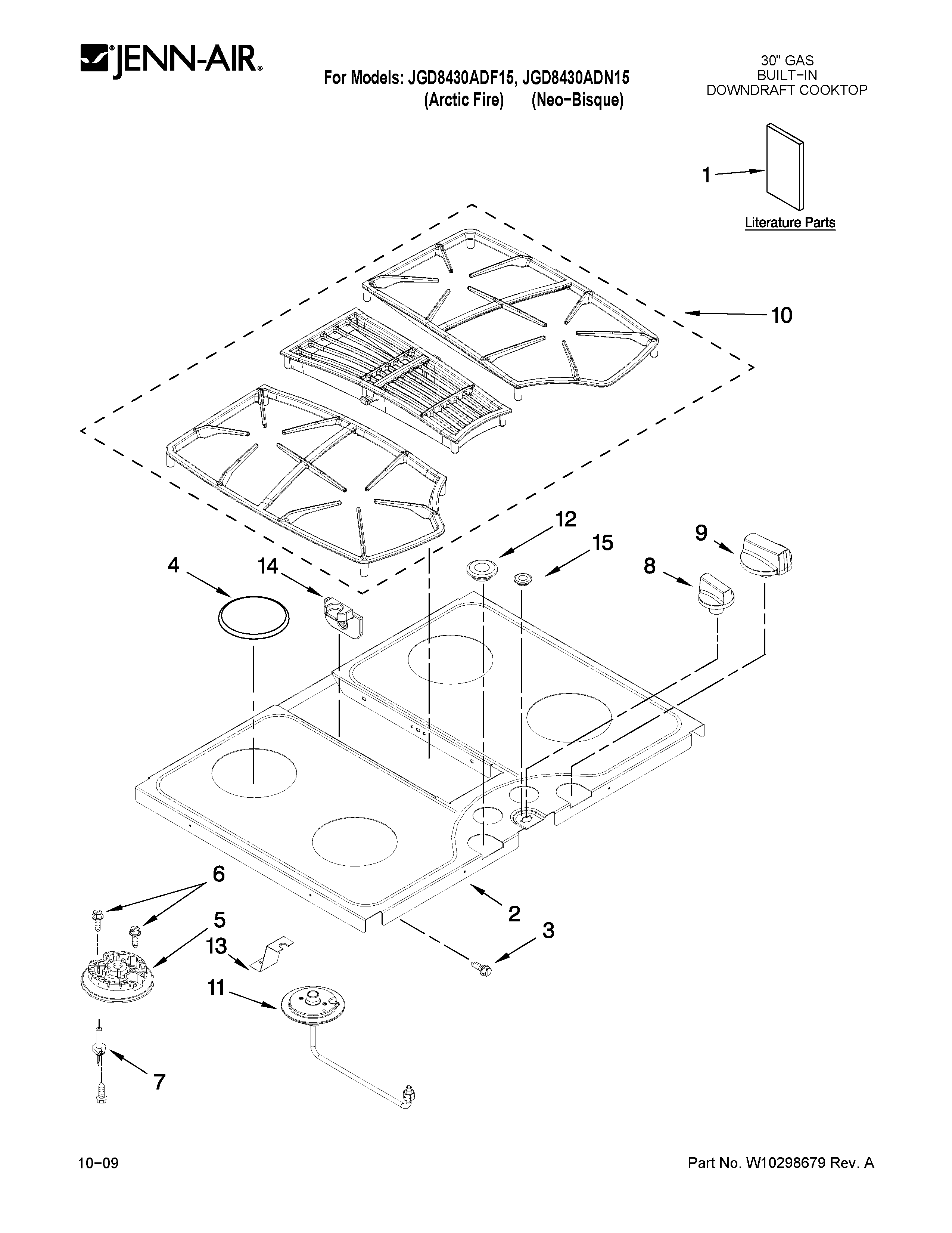 Jenn-Air JGD8430ADF15 cooktop parts diagram