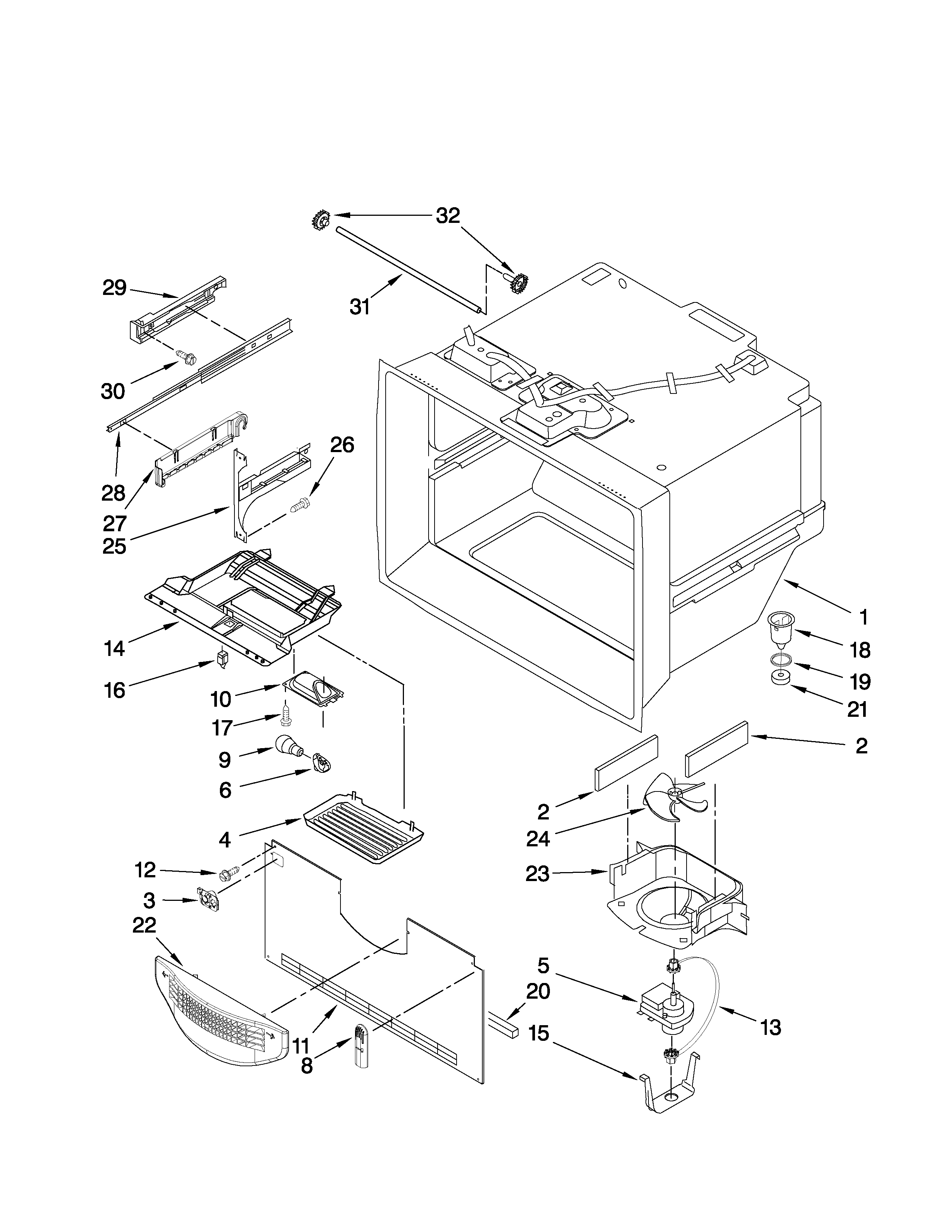 Amana AFD2535FES4 freezer liner parts diagram