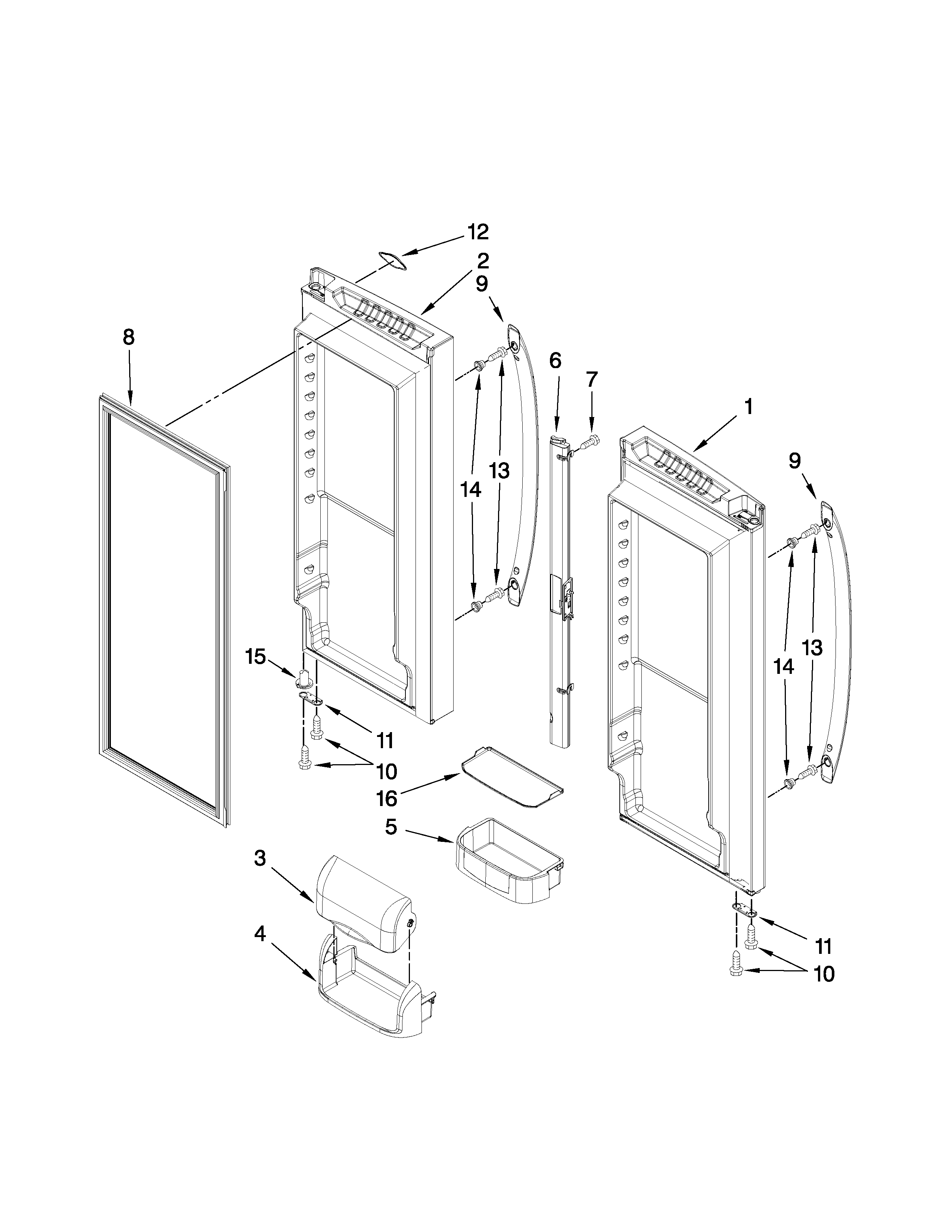 Amana AFD2535FES4 refrigerator door parts diagram