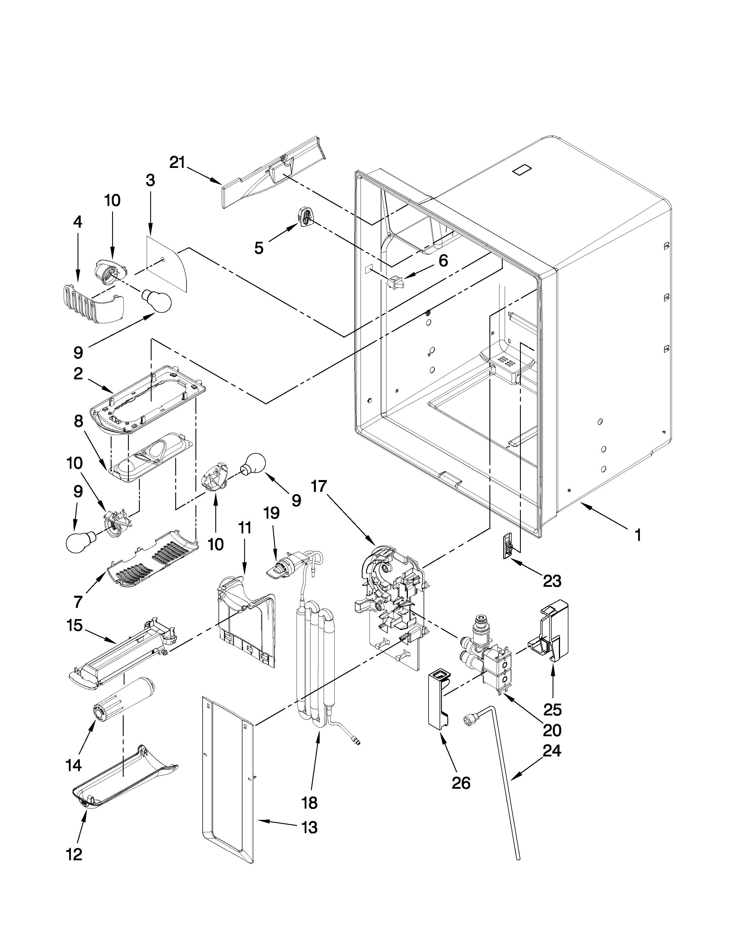 Jenn-Air JFI2589AES3 refrigerator liner parts diagram