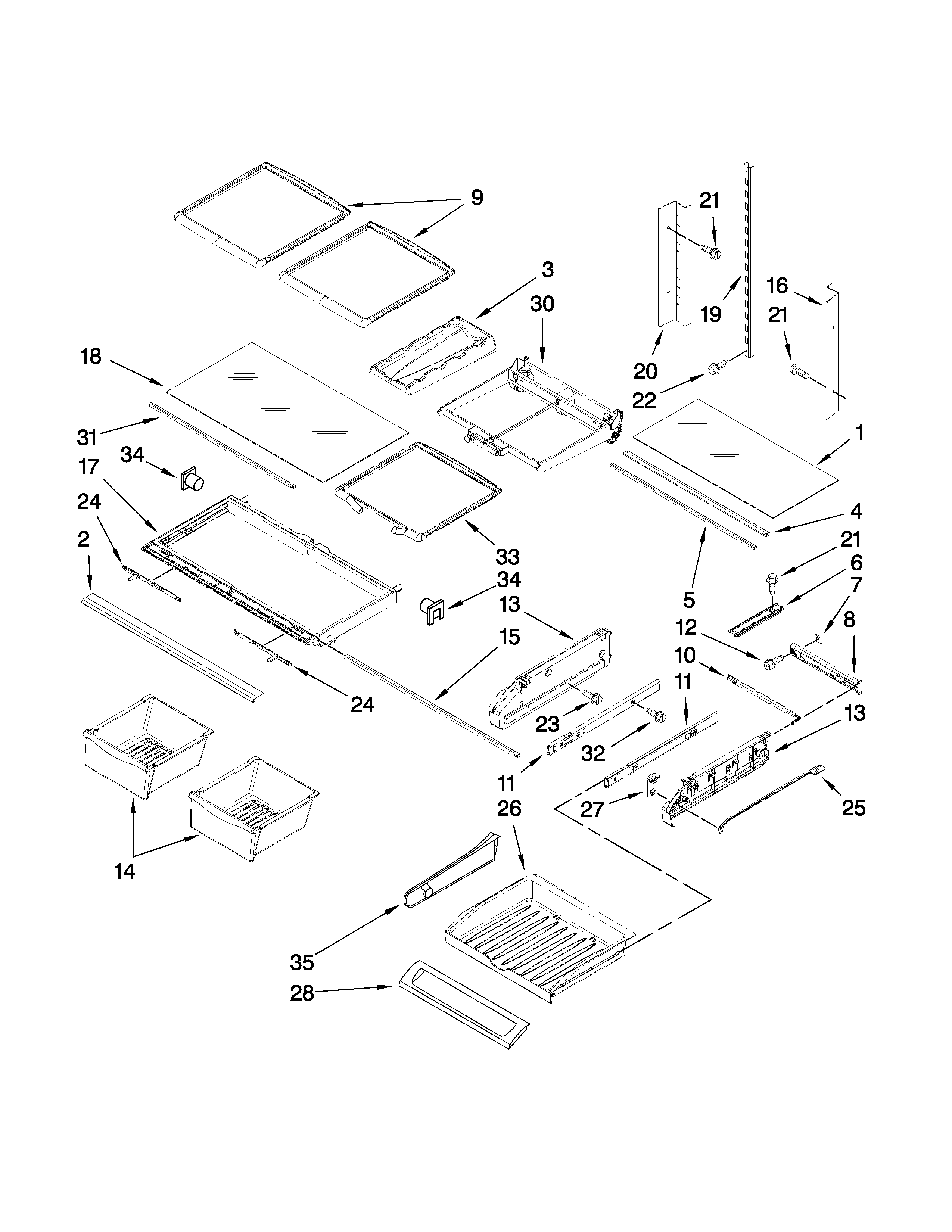 Jenn-Air JFI2589AES3 shelf parts diagram