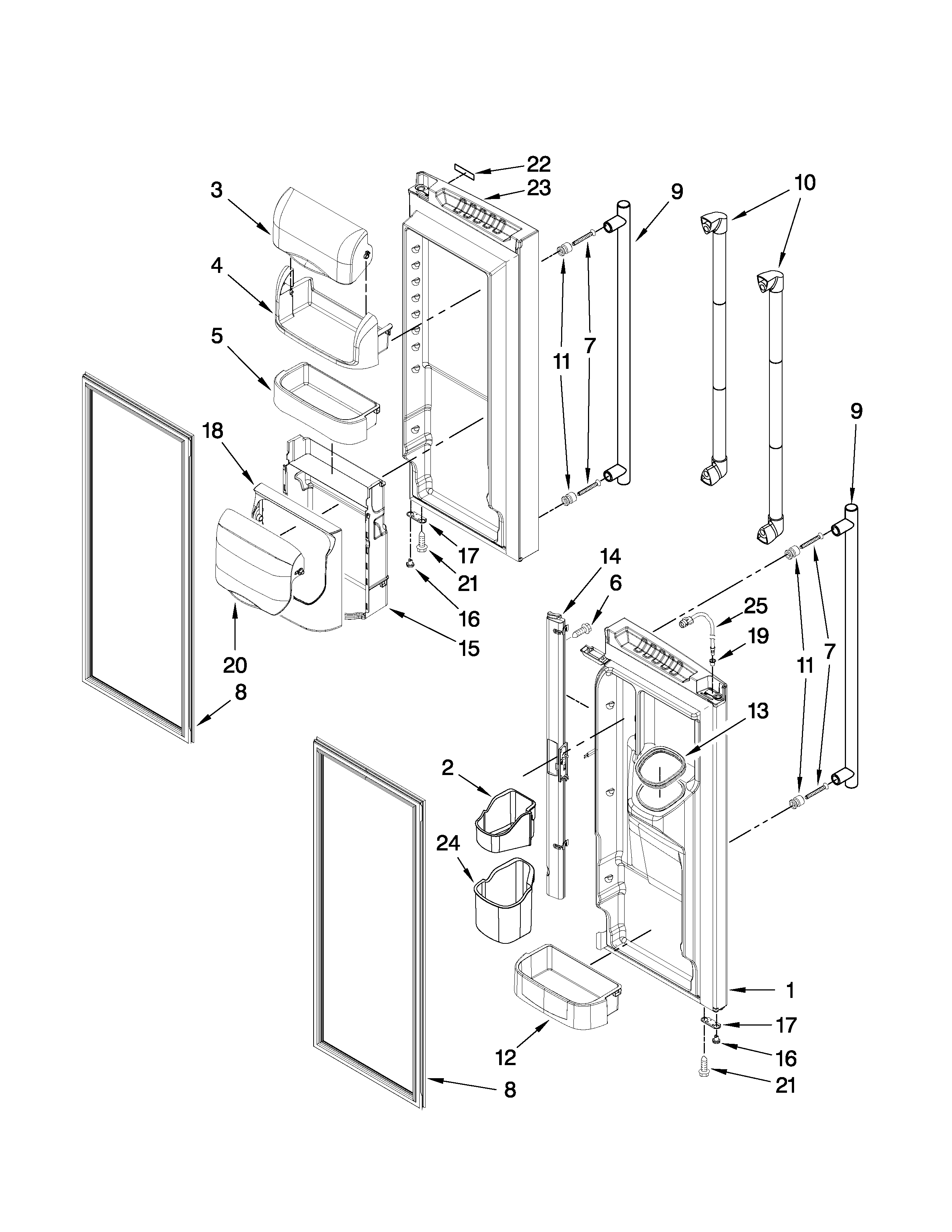 Jenn-Air JFI2589AES3 refrigerator door parts diagram