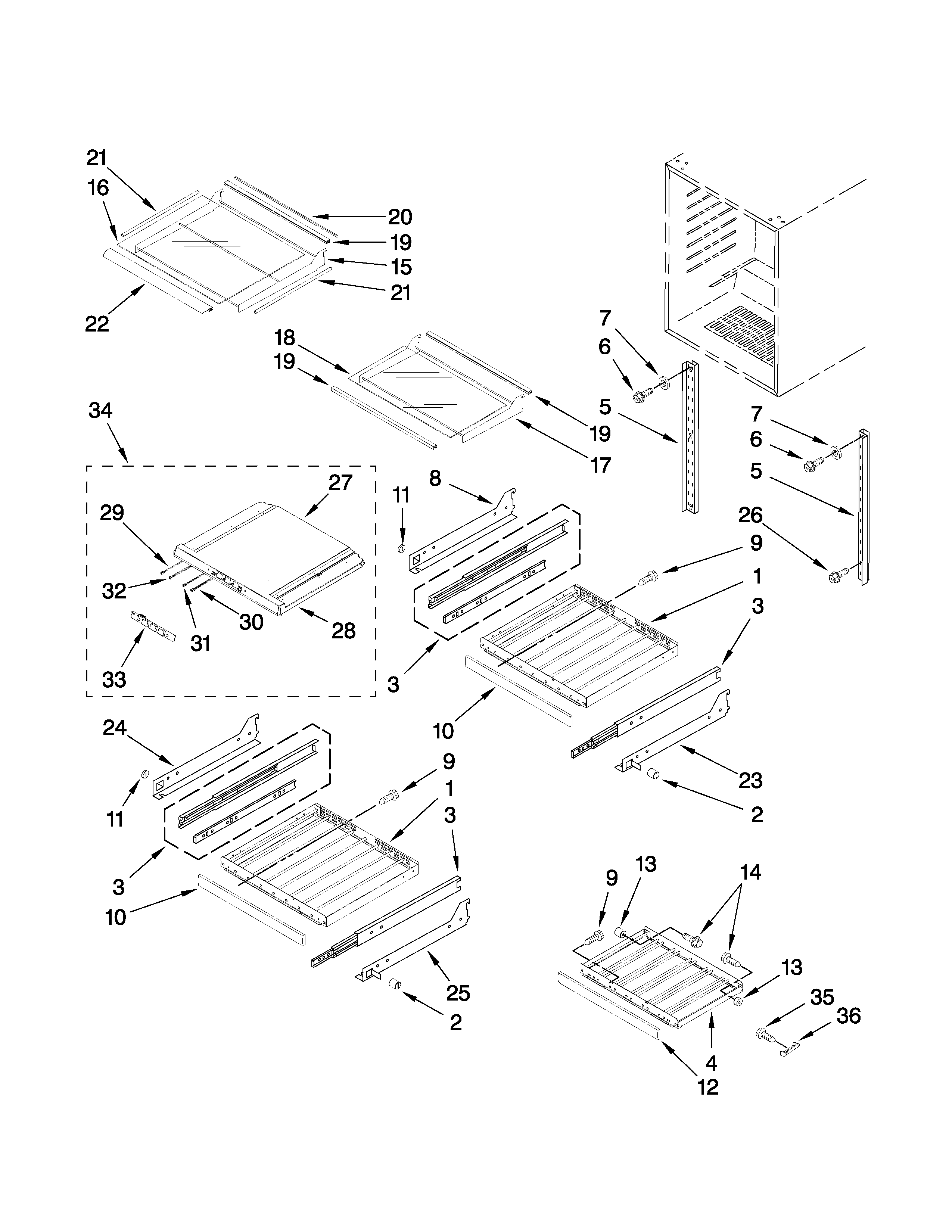 Jenn-Air JUB248LWRS00 shelf parts diagram