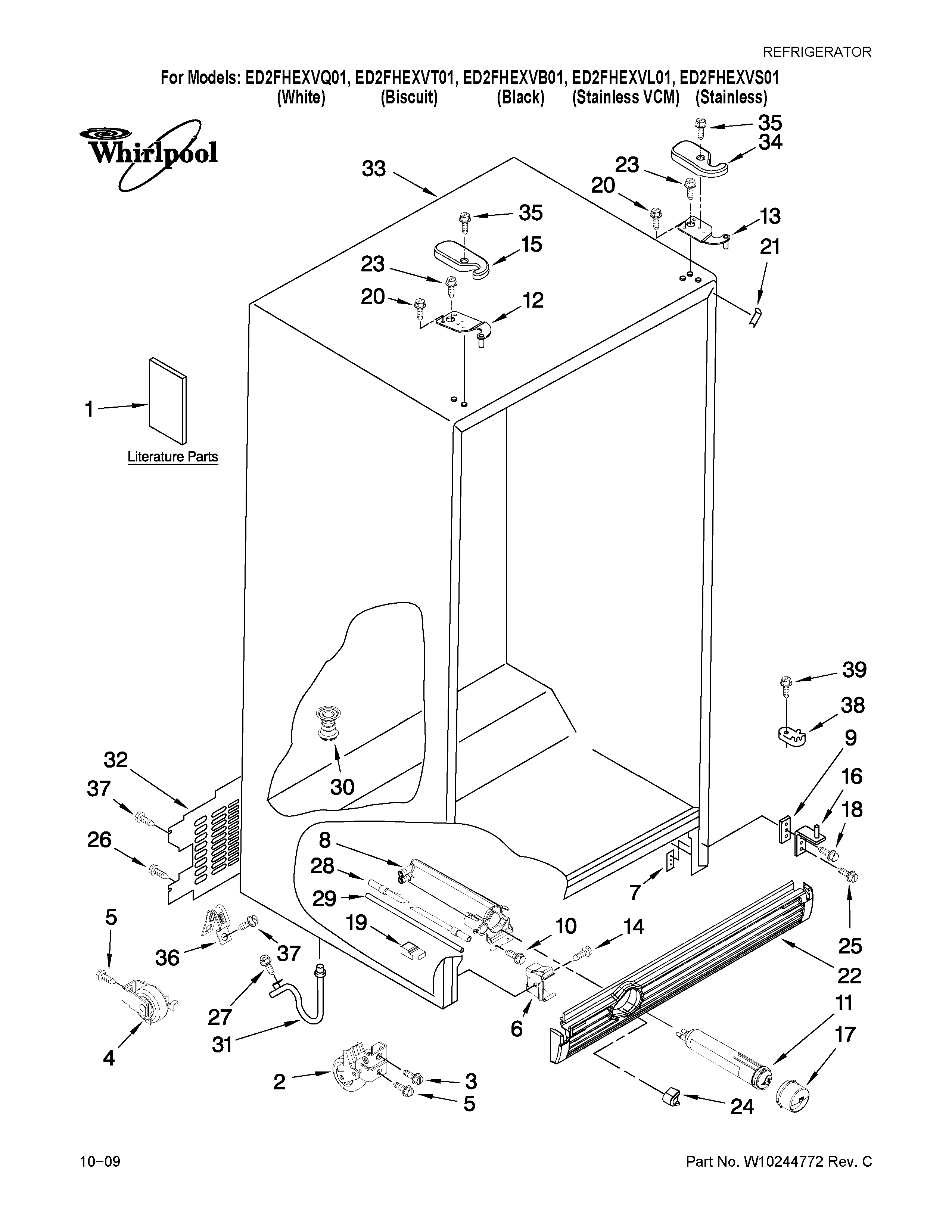 Whirlpool ED2FHEXVQ01 cabinet parts diagram