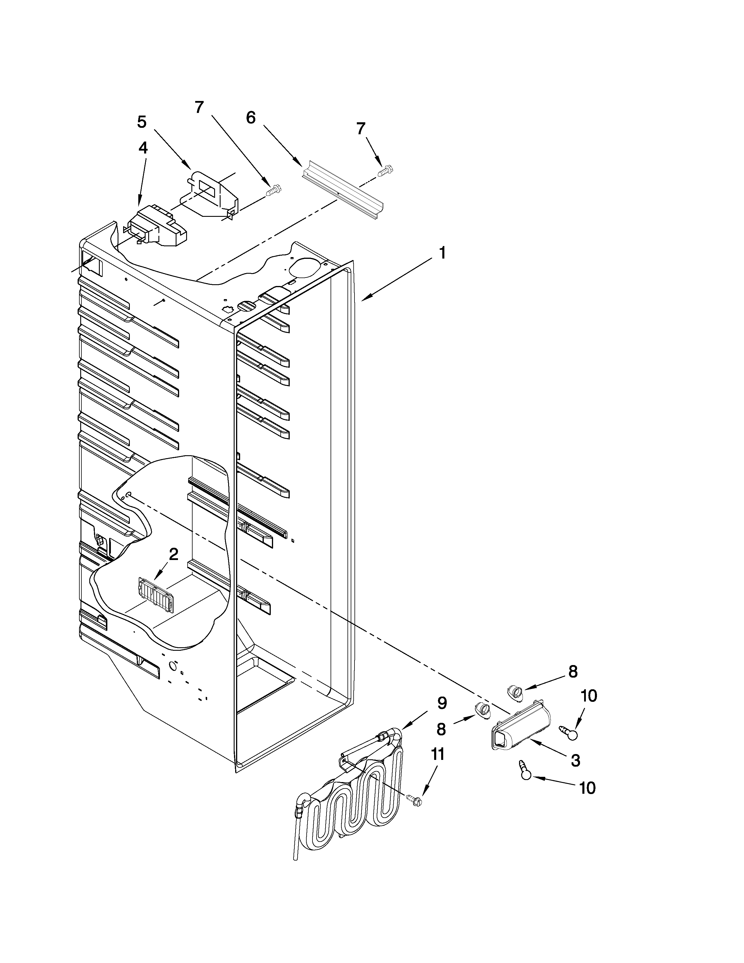 Whirlpool ED2FHEXVQ01 refrigerator liner parts diagram