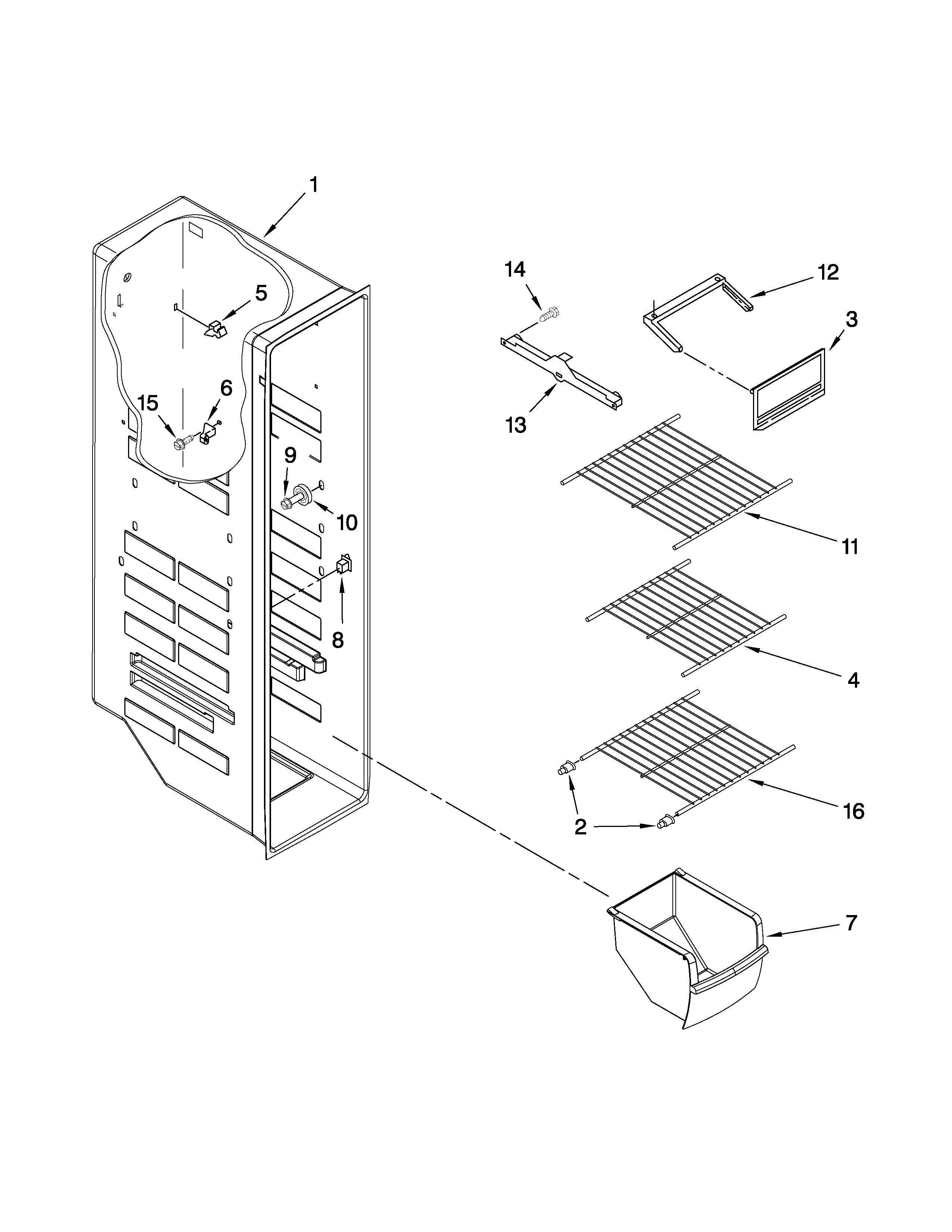 Whirlpool ED2FHEXVQ01 freezer liner parts diagram